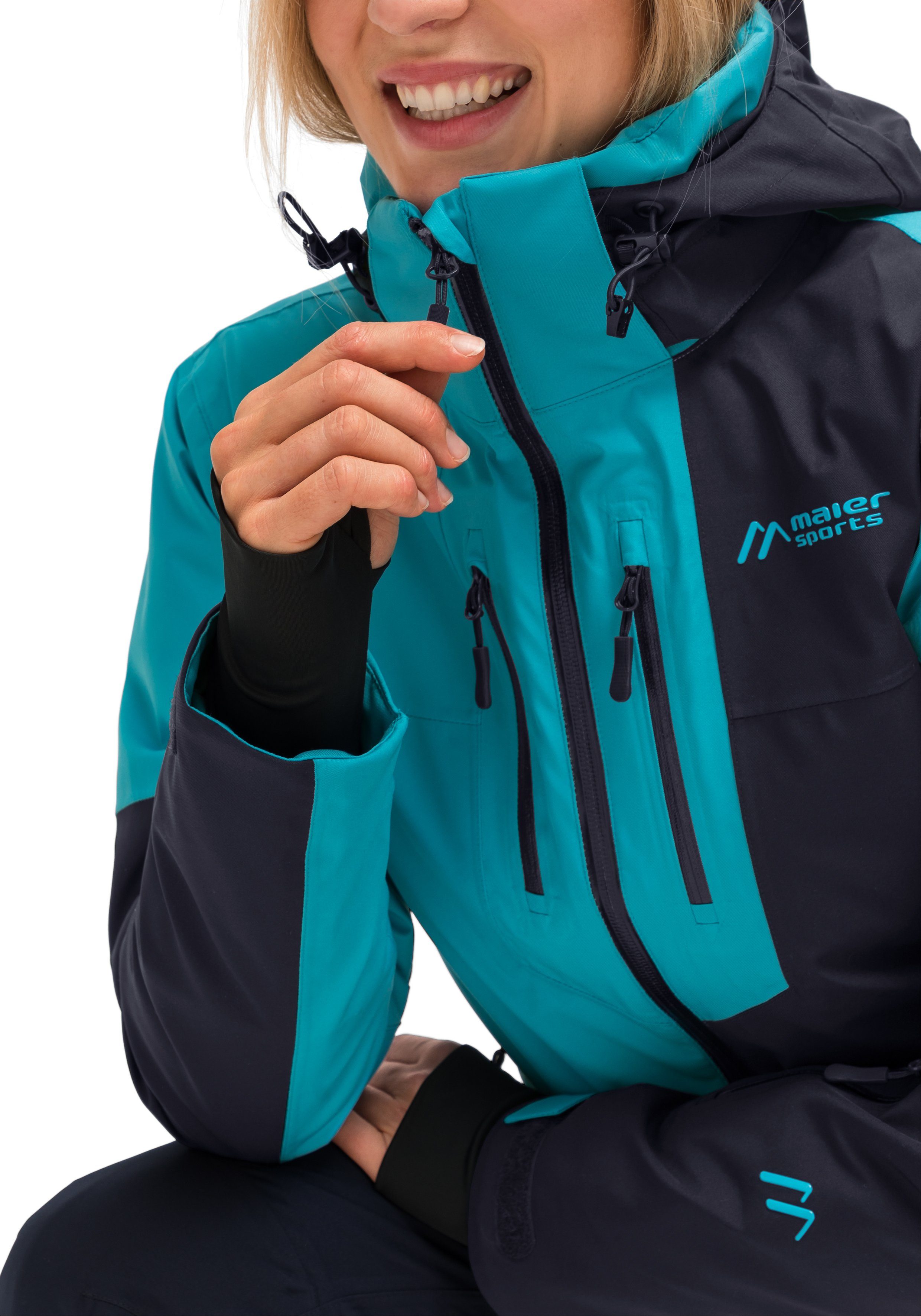 Sports Ski-Jacke, Damen Skijacke atmungsaktive und Winterjacke winddichte Manzaneda wasserdichte türkis Maier