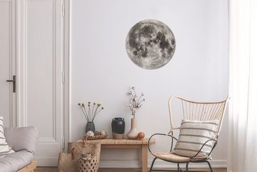 MuchoWow Wandsticker Mond - Weltraum - Schwarz - Weiß (1 St), Tapetenkreis für Kinderzimmer, Tapetenaufkleber, Rund, Wohnzimmer