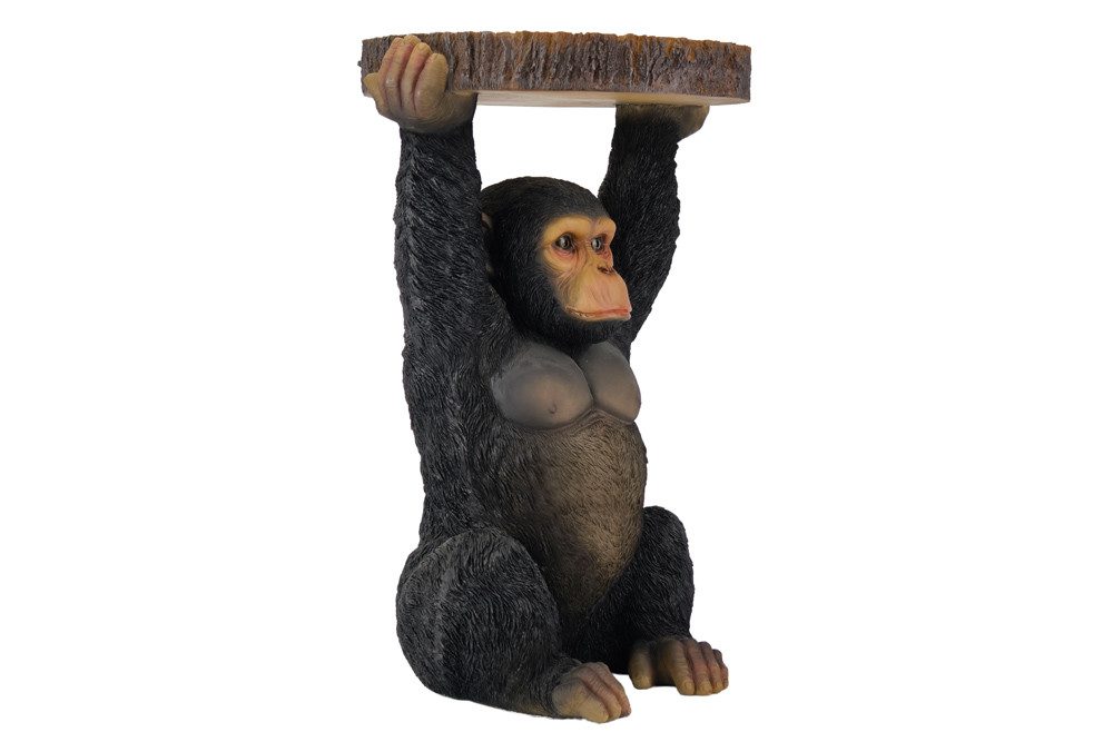 riess-ambiente Beistelltisch MONKEY 55cm schwarz/grau - Affe, Skulptur, handgefertigt, modern, rund (Einzelartikel, 1-St), Tropischer Ablagetisch - ideal als de – Bild 4 von 5