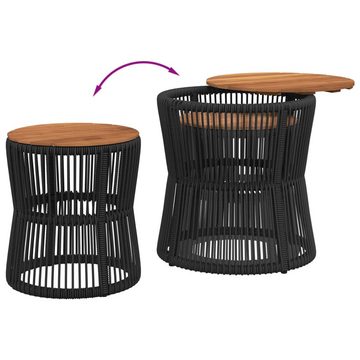 vidaXL Gartentisch Garten-Beistelltische 2 Stk. mit Holzplatte Schwarz Poly Rattan (1-St)