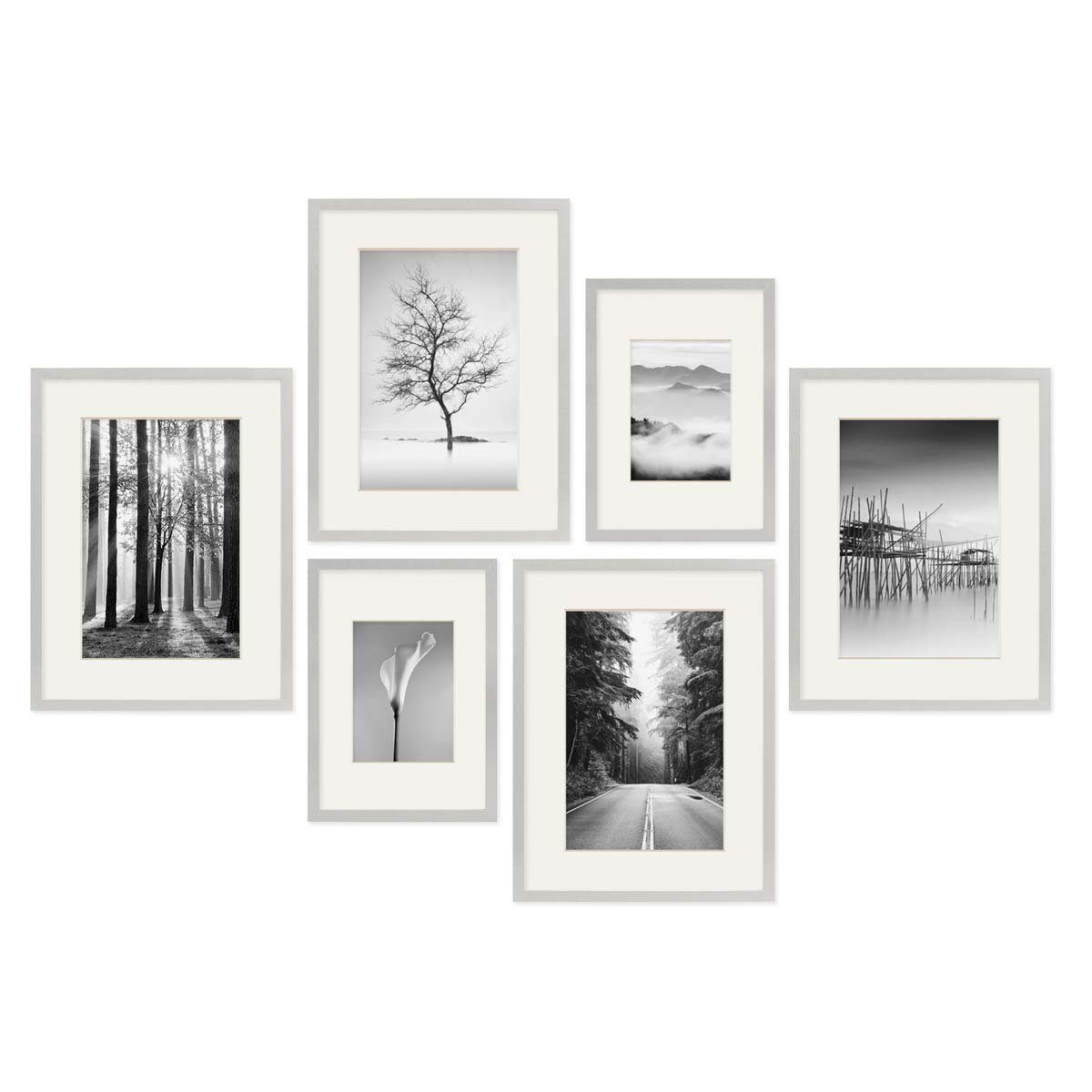 PHOTOLINI Bilderrahmen 6er Set Modern Schmal 21x30 und 30x40 cm mit Passepartout. Reduzierter Preis € 59,99. Unverbindliche Preisempfehlung € 69,99