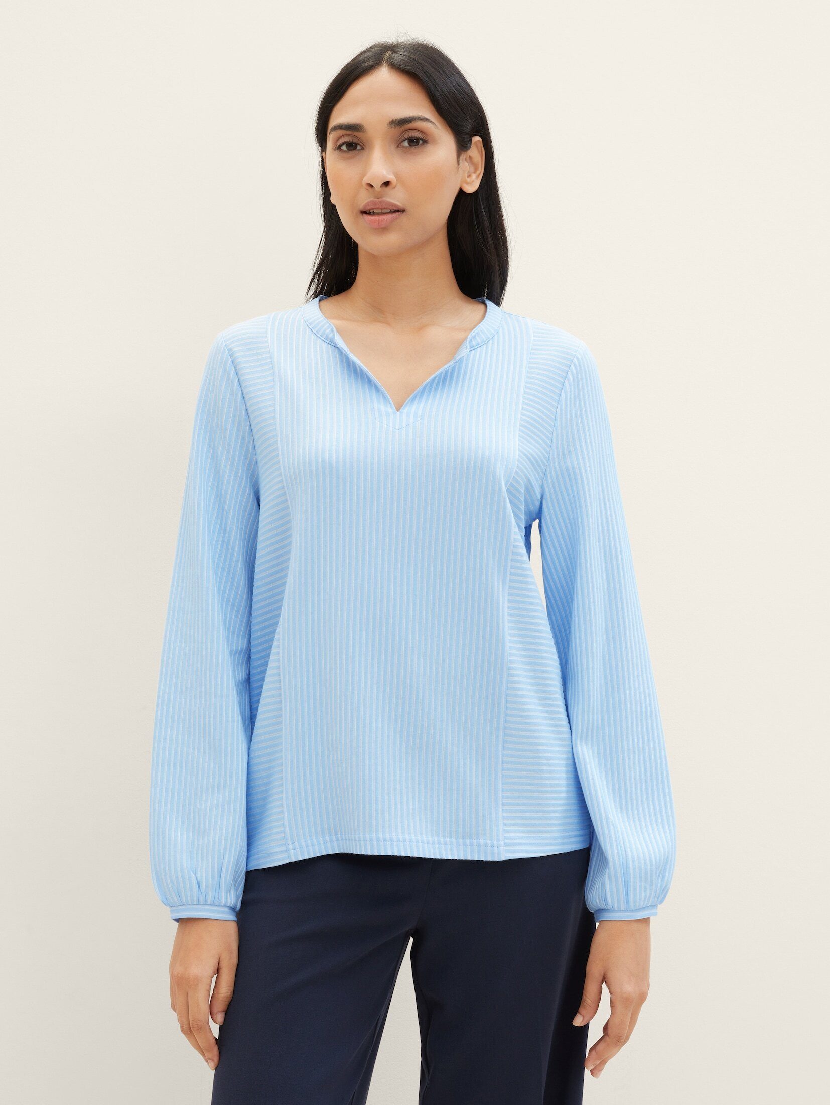 Langarmshirt Bluse mit Streifenmuster