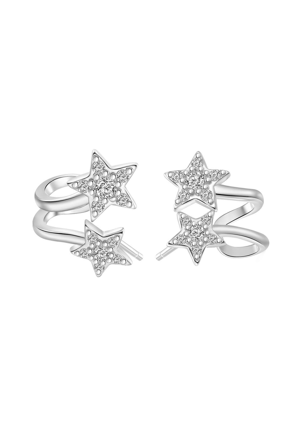 Hey Happiness Paar Ohrstecker Duo Stern, mit Zirkonia, Astro Huggie Ohrstec günstig online kaufen
