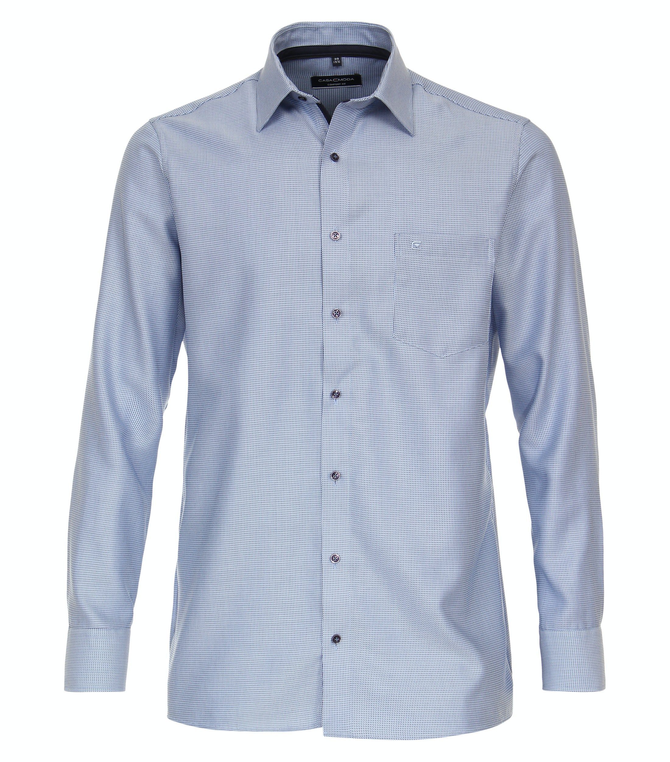 CASAMODA Businesshemd Businesshemd Hellblau - - - Einfarbig Mittelblau Fit - Langarm Comfort