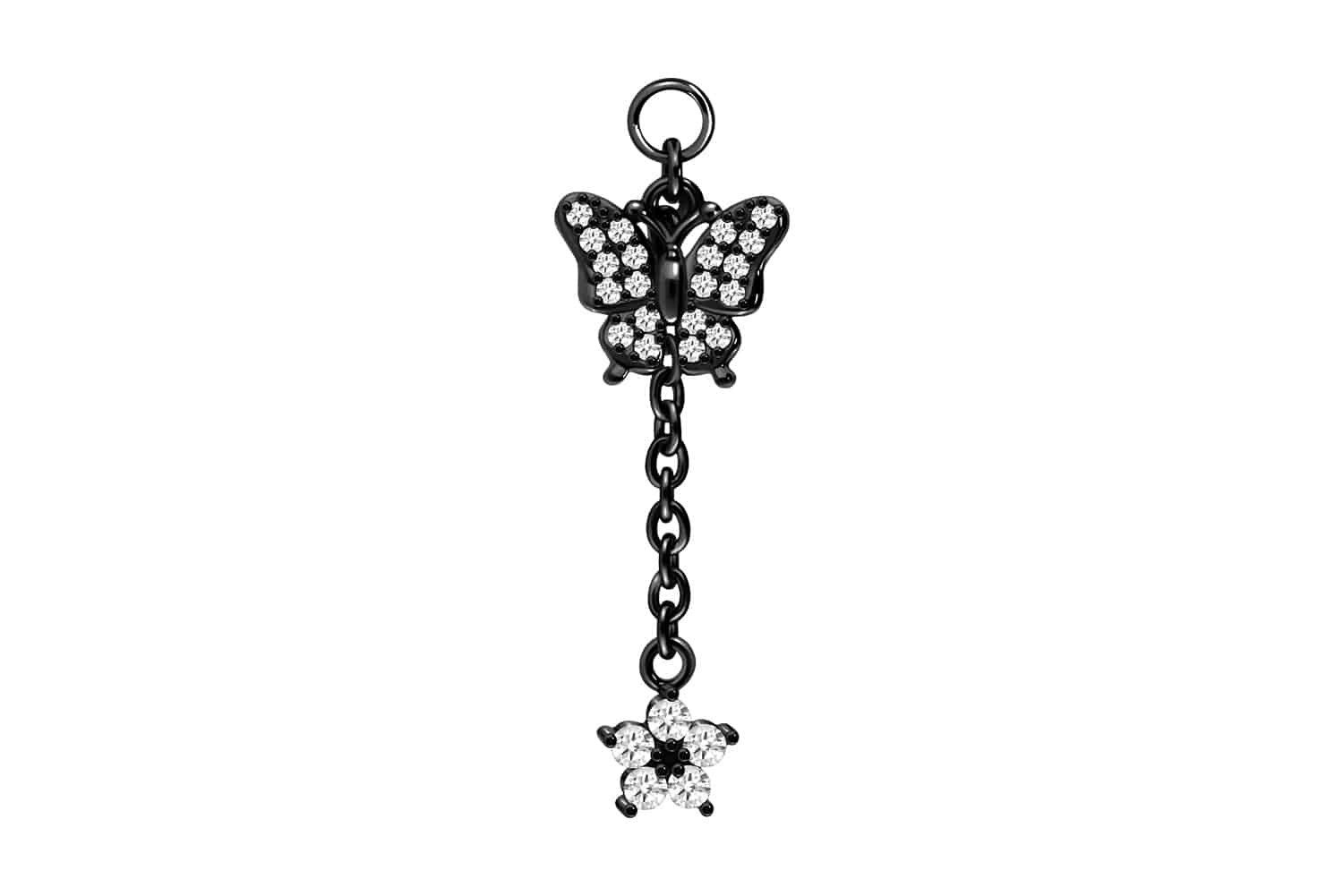 Piercing-Set Chirurgenstahl Anhänger für Clicker KRISTALLSCHMETTERLING +