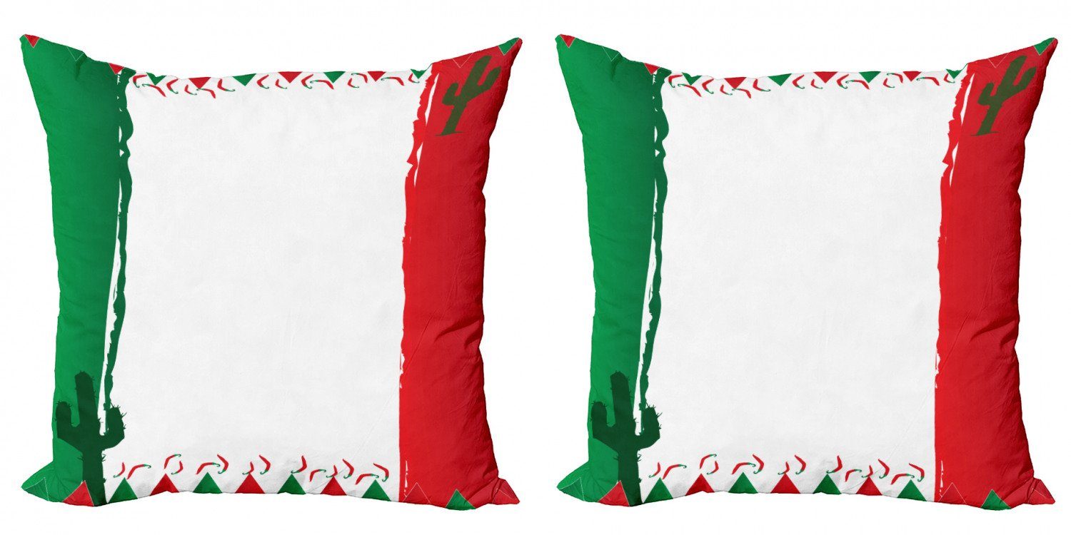 Kissenbezüge Modern Accent Doppelseitiger Digitaldruck, Abakuhaus (2 Stück), spanisch Mexikanische Farben Flags Cacti