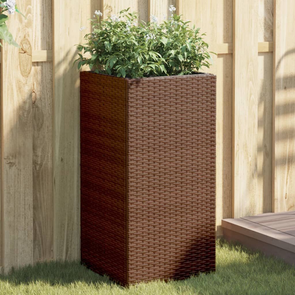 vidaXL Blumentopf Pflanzkübel 2 Stk. Braun 40x40x80 cm Poly Rattan (2 St)