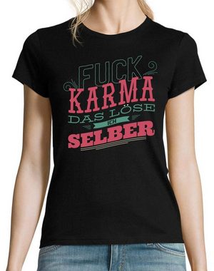 Youth Designz T-Shirt "F*ck Karma, da löse ich selber" Damen T-Shirt mit modischem Print
