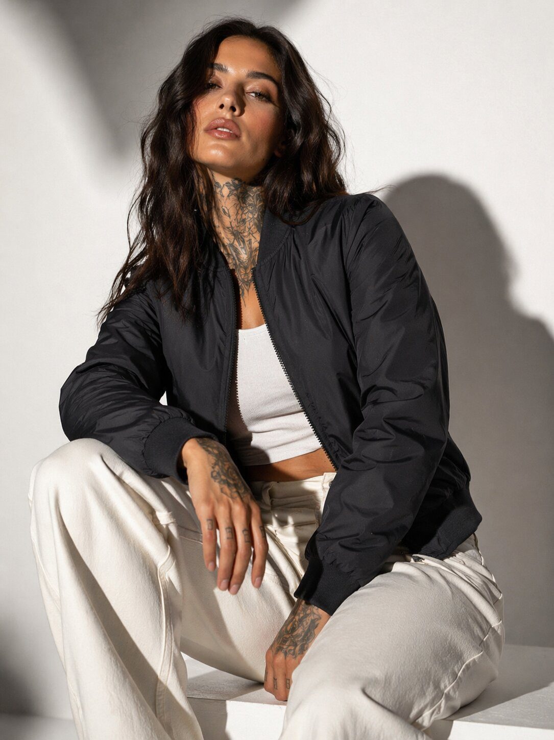 urbandreamz Bomberjacke Damen leichte Bomberjacke Jacke Sommer Frühling Übergangsjacke Seitentaschen, wasserabweisend, waffelartige seitliche Einsätze