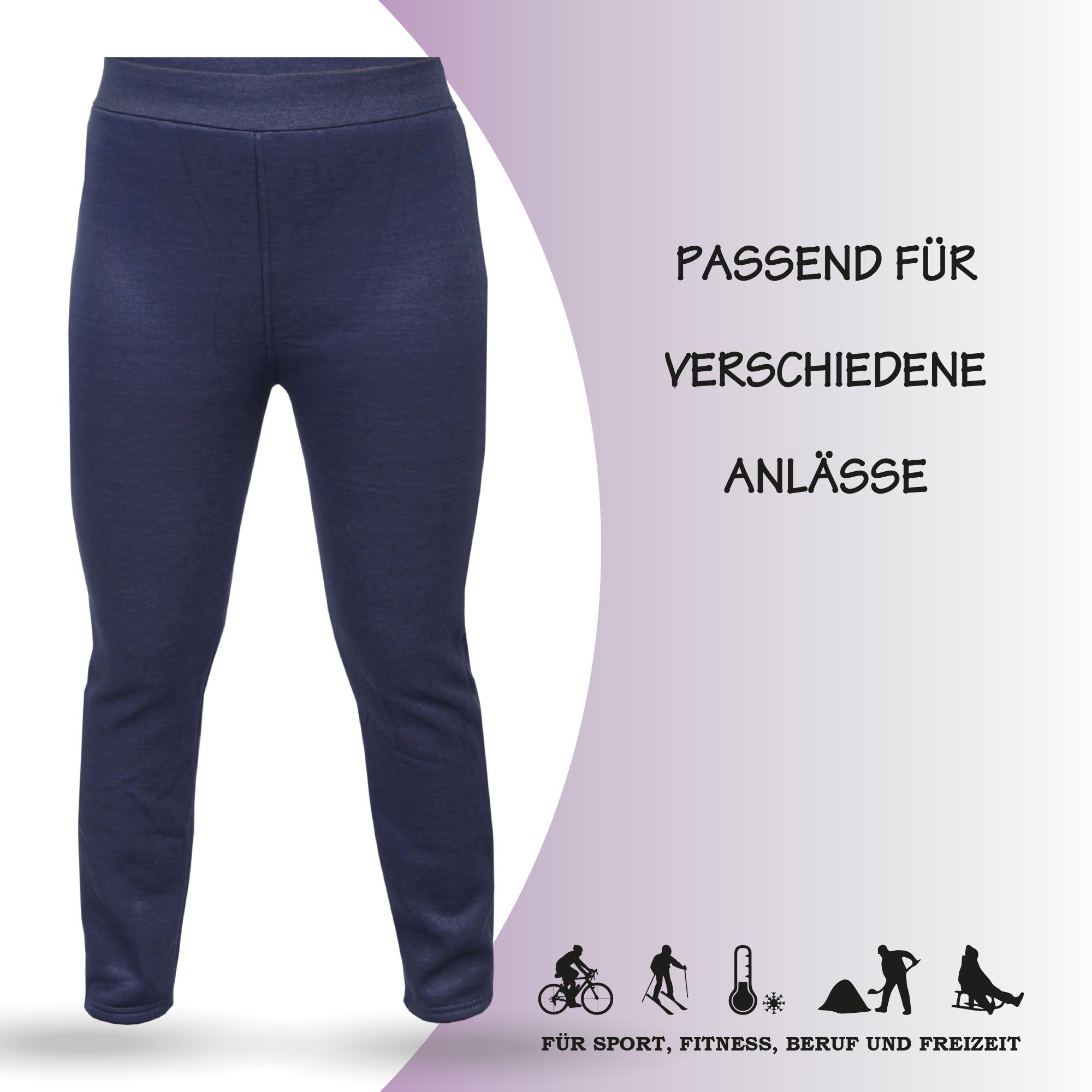 hemmy Fashion Thermoleggings High Waist Thermohose Damen Thermo Leggins, gefütterte Hose Innenfleece - warme Winter Hose