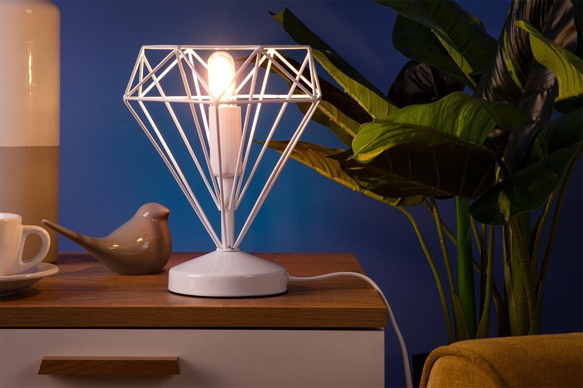 Leuchtmittel Konsimo Loft-Stil, ACOS Tischlampe, weiß ohne Tischleuchte