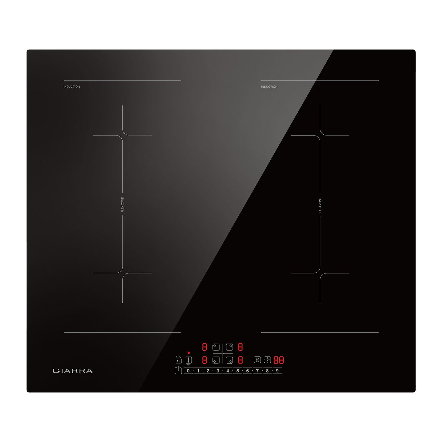CIARRA Induktions-Kochfeld CBBIH4BFF, 4 Zonen Einbau Induktionskochfeld 60 cm mit Zwei Flexzonen ...