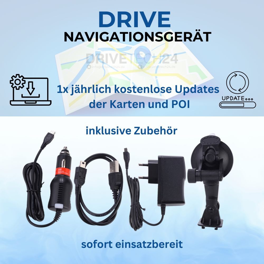 GABITECH großes 9 Zoll Navi DRIVE 9BT Bluetooth für LKW PKW Wohnmobil PKW-Navigationsgerät (Zentraleuropa, inklusive lebenslanger Kartenupdates, Bluetooth Anruf Freisprechen,inklusive Zubehör, einfache Bedienung)