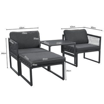 REDOM Gartenlounge-Set Garten-Sofagarnitur aus Aluminium, (verschiedene Kombinationen, verstellbar, Terrasse, Garten, drinnen, Terrassenmöbel-Set.2 Sofas)