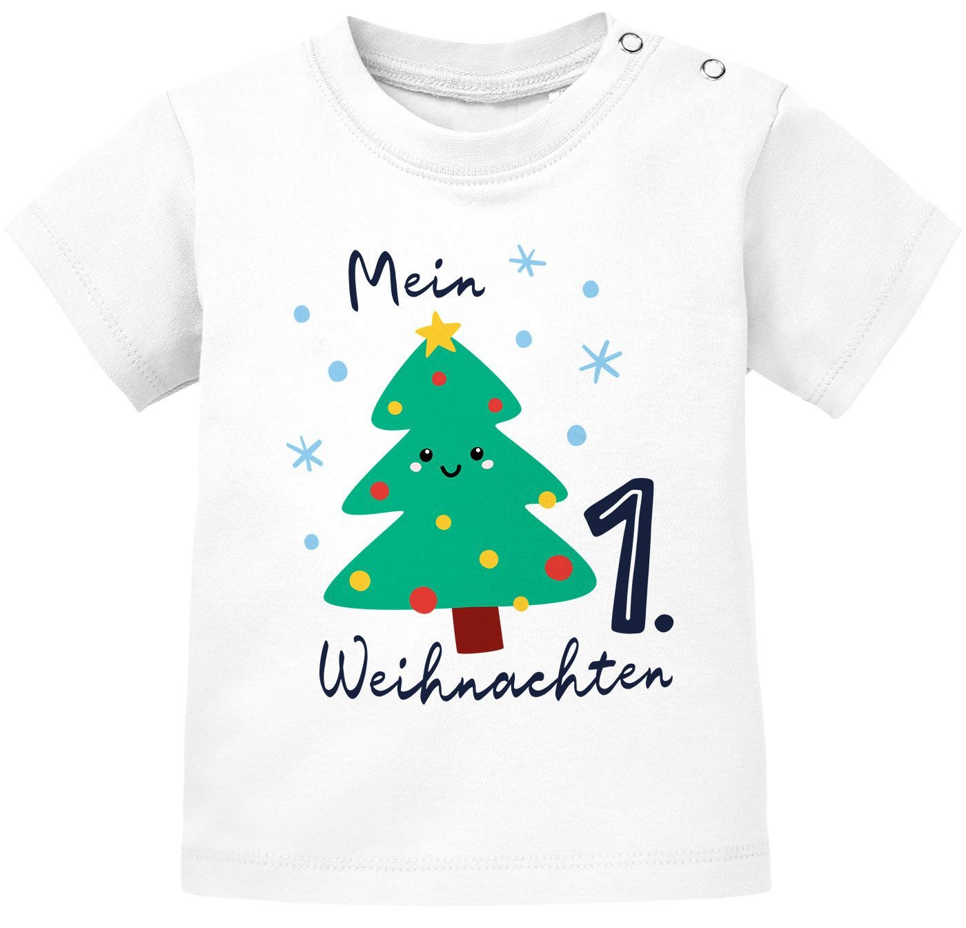 MoonWorks Print-Shirt Baby Shirt kurzarm erstes Weihnachten Design Tannenbaum