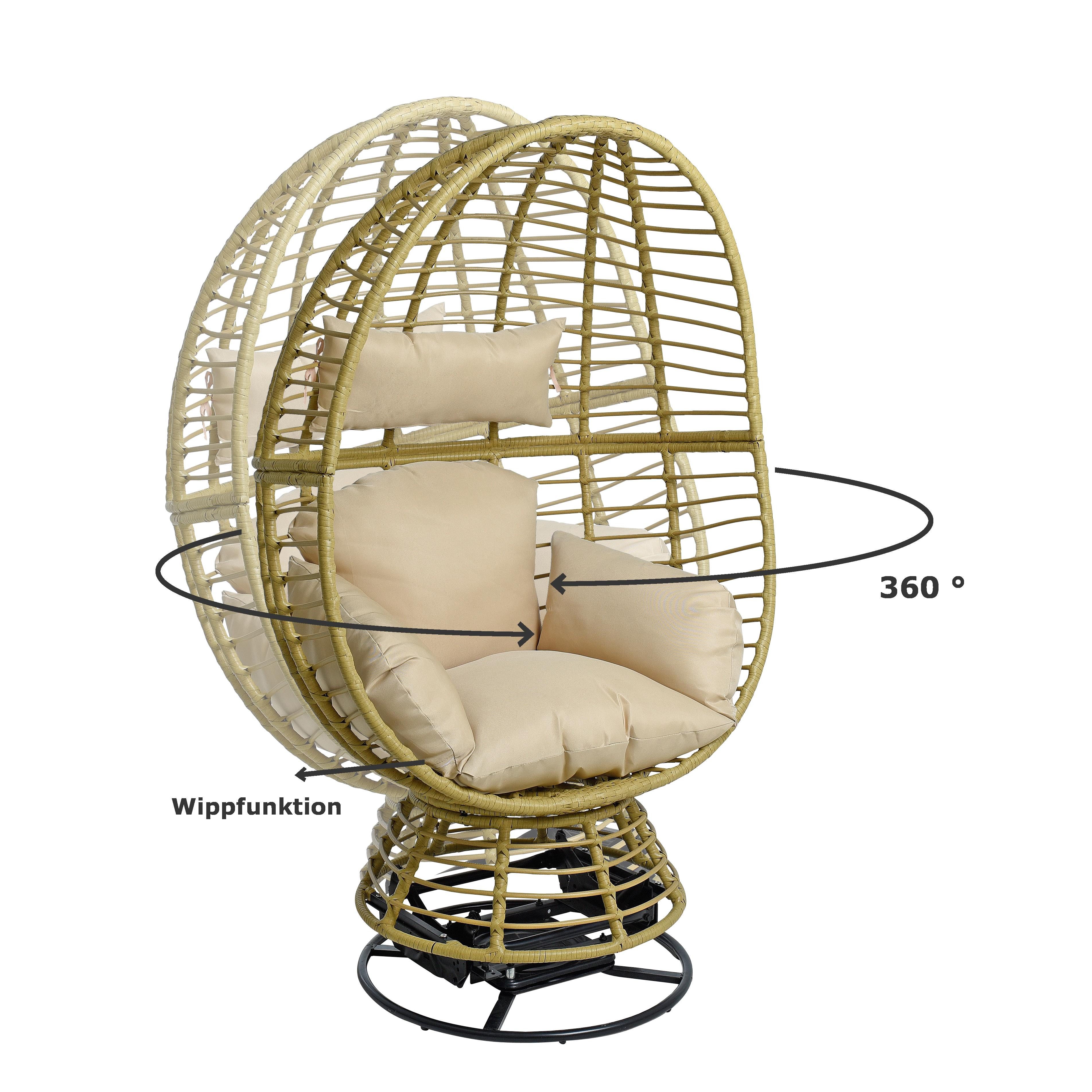 ESTEXO Gartensessel Polyrattan Loungesessel Schwingsessel Rattan Sessel Relaxsessel Stuh