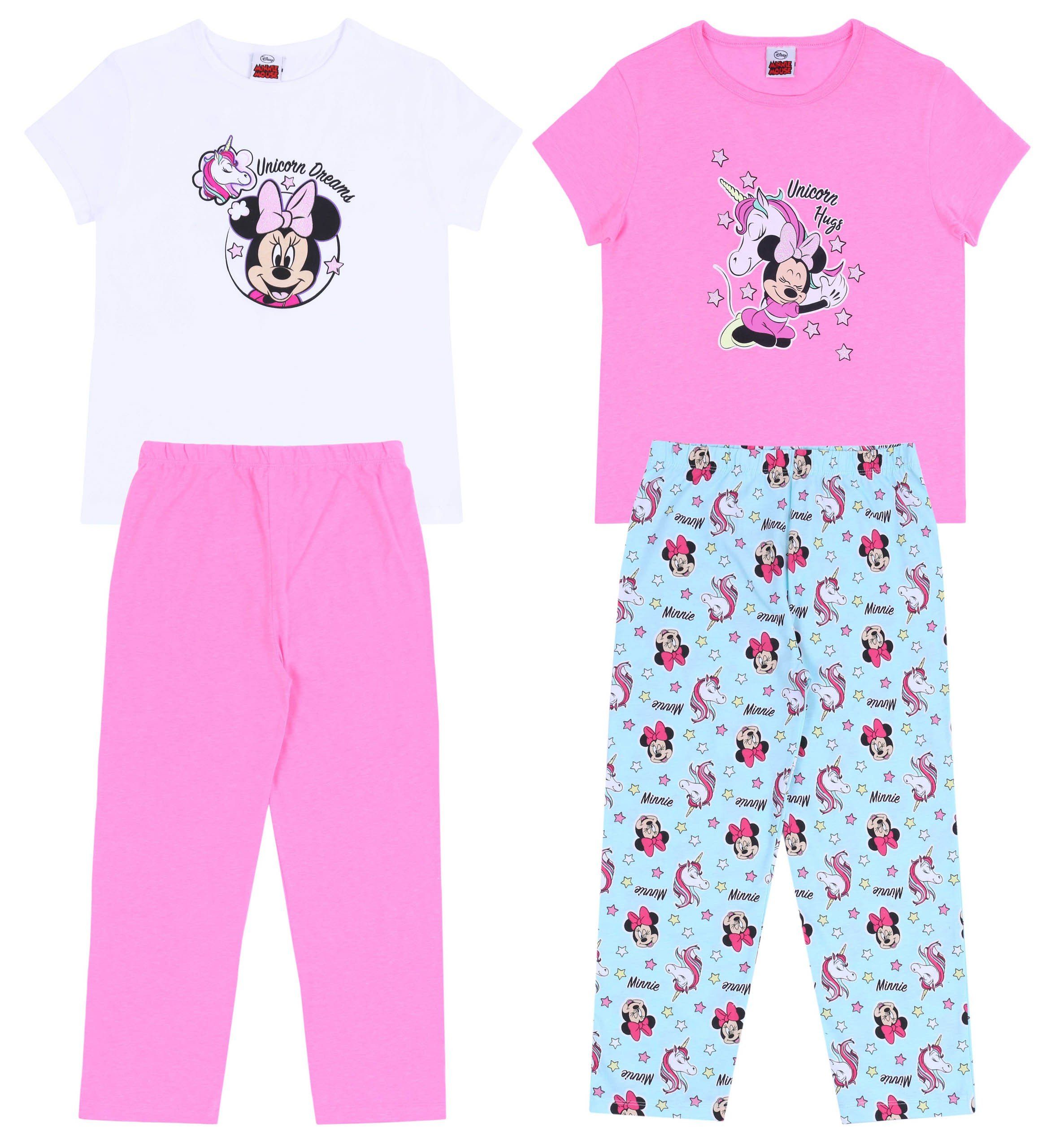 Schlafanzug 2x DISNEY Minnie Maus Unicorn Pyjama/Schlafanzug 7-8 Jahre