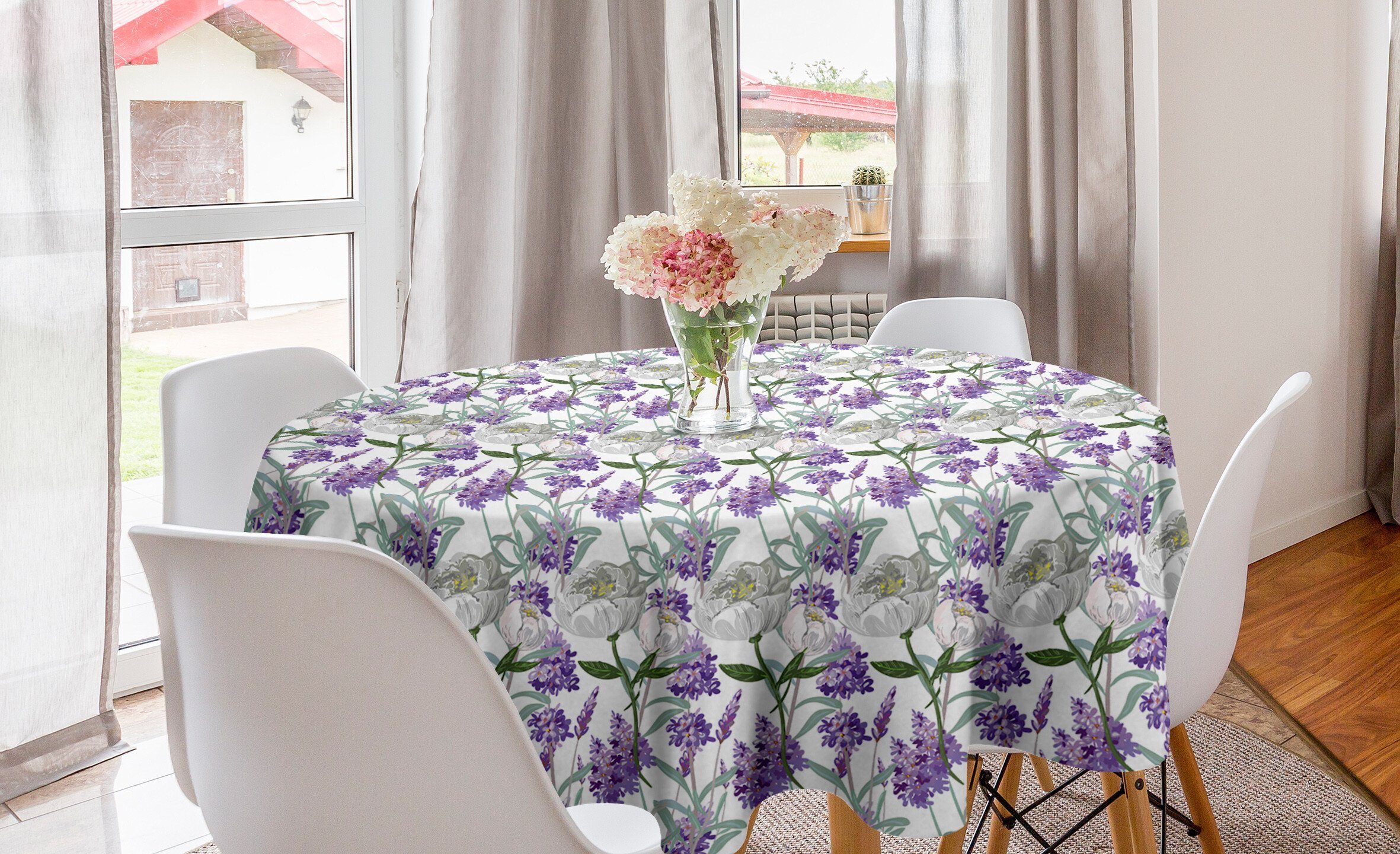 Abakuhaus Tischdecke Kreis Tischdecke Abdeckung Dekoration, und Floral Lavendel Küche Esszimmer Pfingstrose für