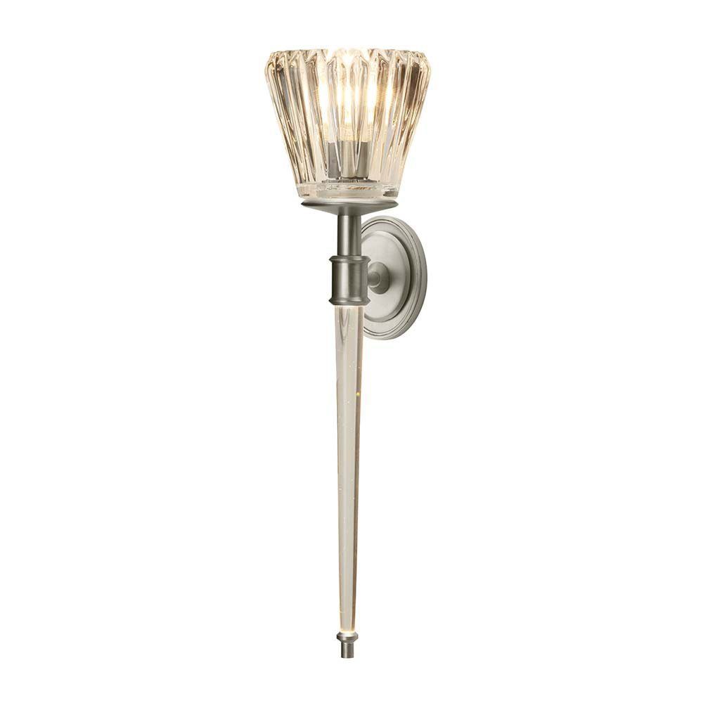 Elstead LIGHTING LED Wandleuchte, LED-Leuchtmittel fest verbaut, Warmweiß, Wandlampe Leuchte Fackellampe LED Glas Badezimmerleuchte silber