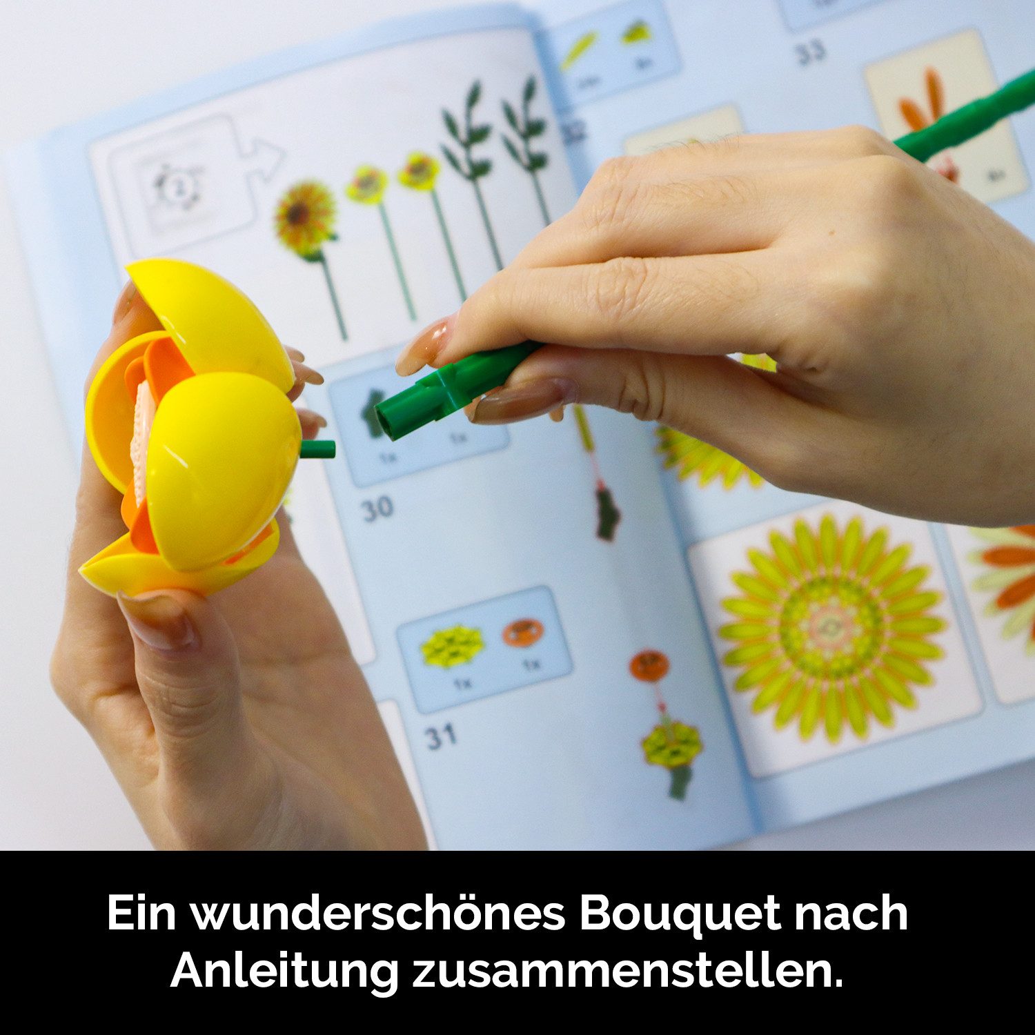 Esun Klemmbausteine Blumen 16 Wildblumen Set Blumenstrauß Bausteine 1183 St Spielbausteine, (Set, 1183 St., Komplettset), Geschenk für Frauen Männer Kinder Erwa – Bild 4 von 5