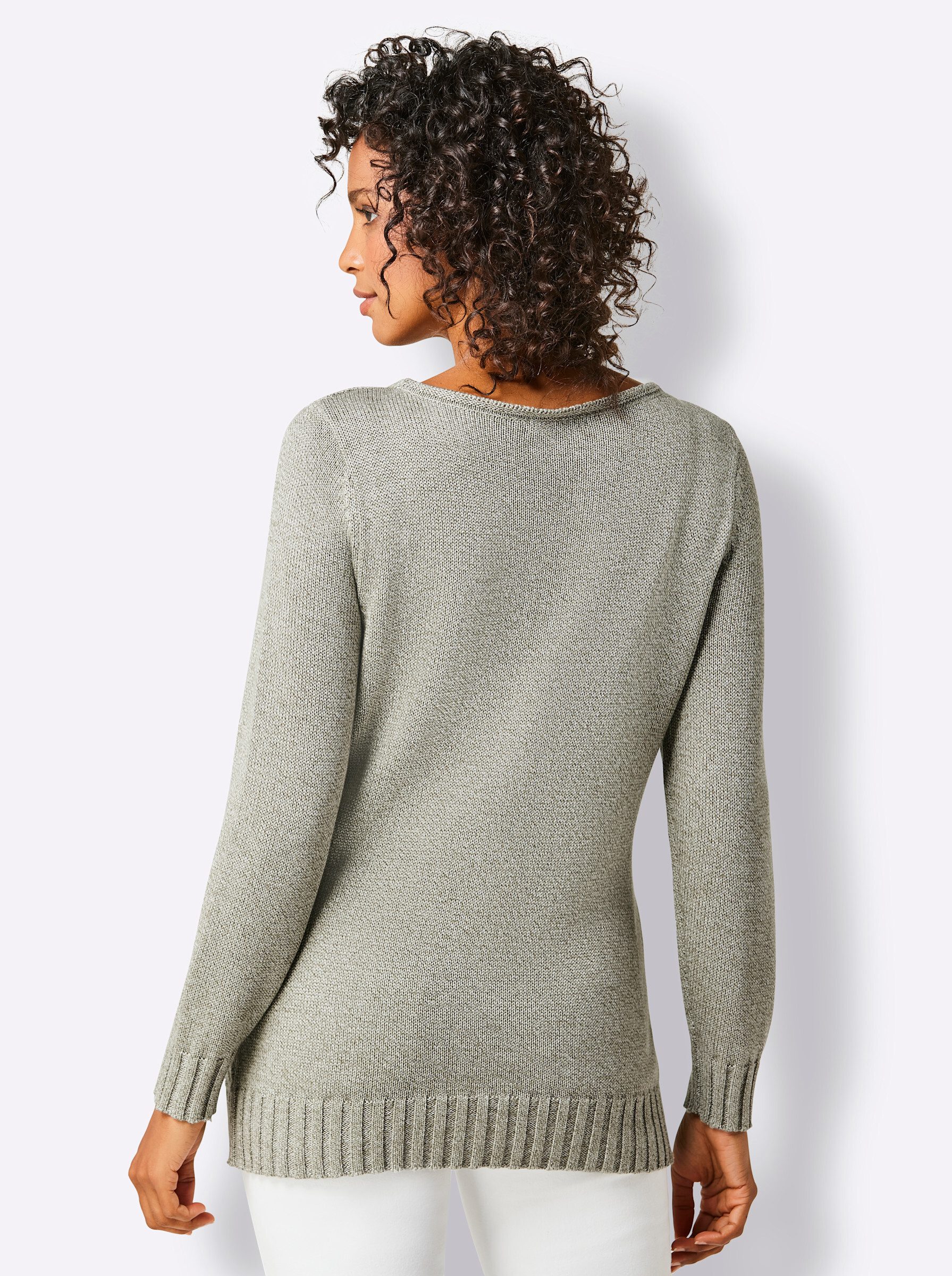 creation L Strickpullover Lyocell-Baumwoll-Pullover Langarm