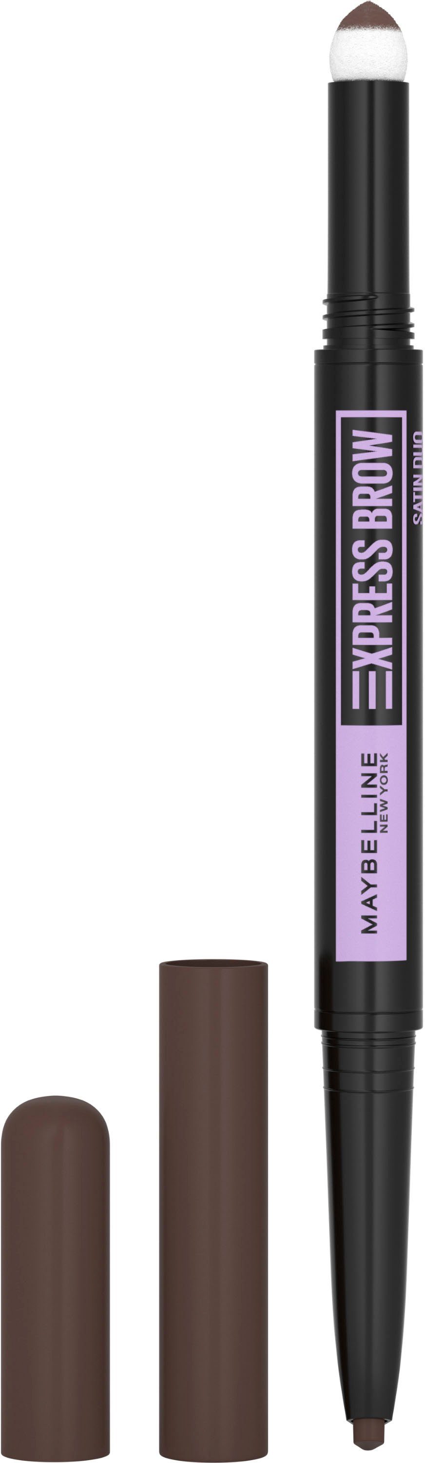 YORK Satin Express Augenbrauen-Stift Duo, 04 New Maybelline MAYBELLINE York NEW Duo-Applikator Augen-Make-Up, Dark Brown Brow