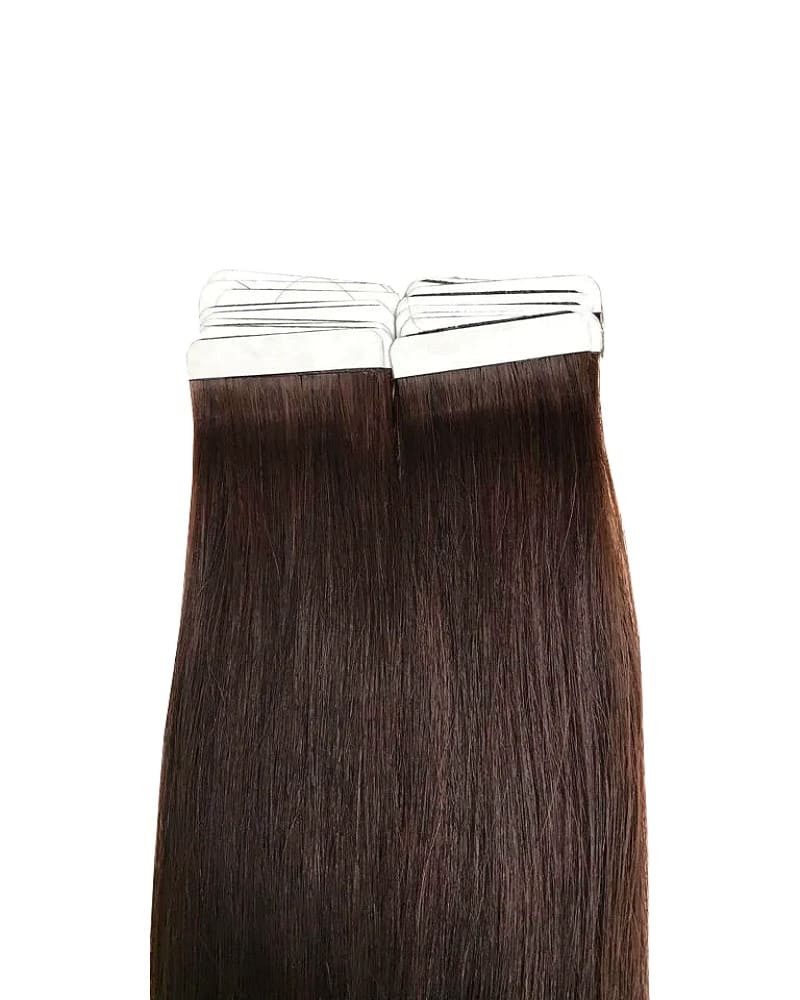 Haarwelten Deluxe Hair Extensions Echthaar-Extension Tape in Hair Echthaartapes, chocolate brown, Remy Haar für Haarextensi, 100% Echthaartresse für Extensions als Tape