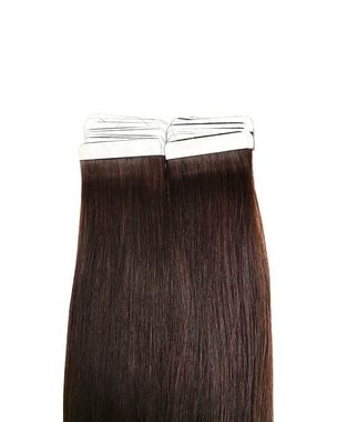 Haarwelten Deluxe Hair Extensions Echthaar-Extension Tape in Hair Echthaartapes, chocolate brown, Remy Haar für Haarextensi, 100% Echthaartresse für Extensions als Tape