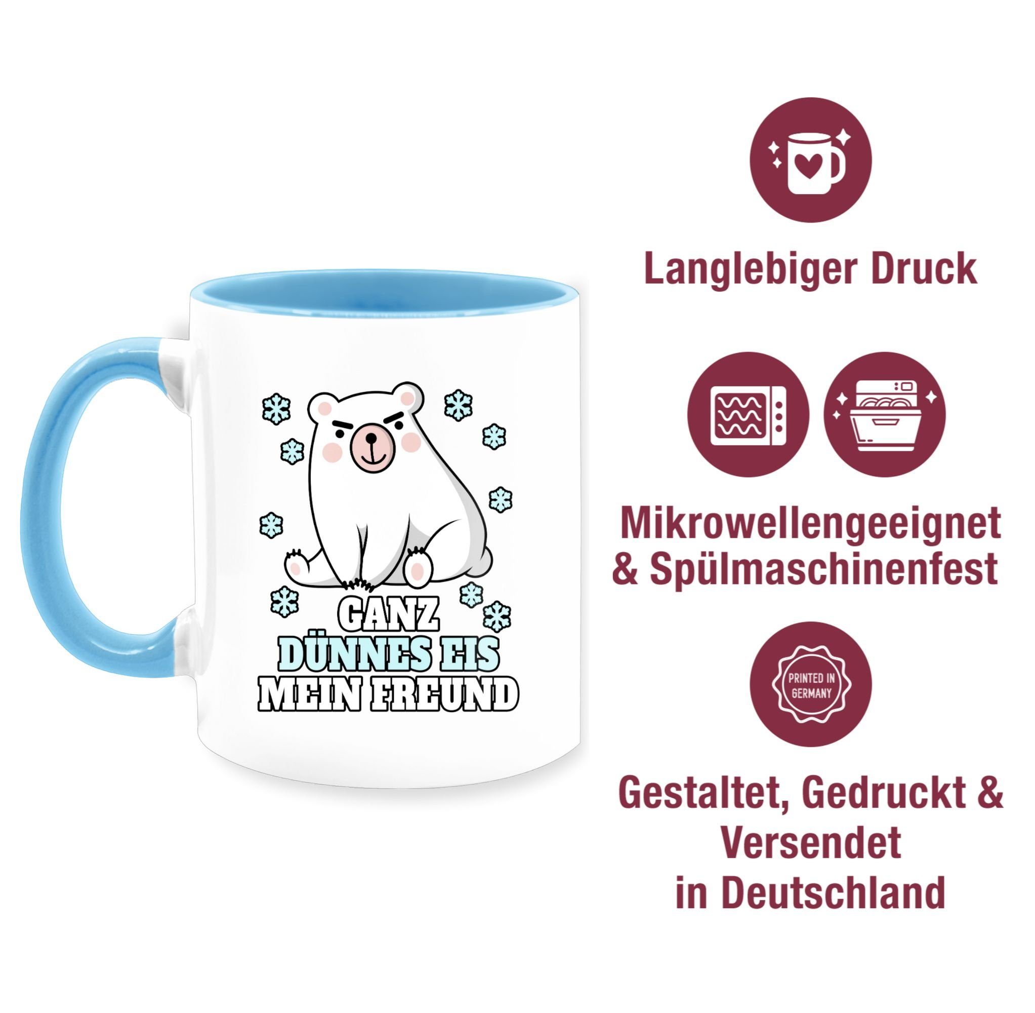 Shirtracer Tasse Ganz dünnes Eis mein Freund, Keramik, Statement Sprüche