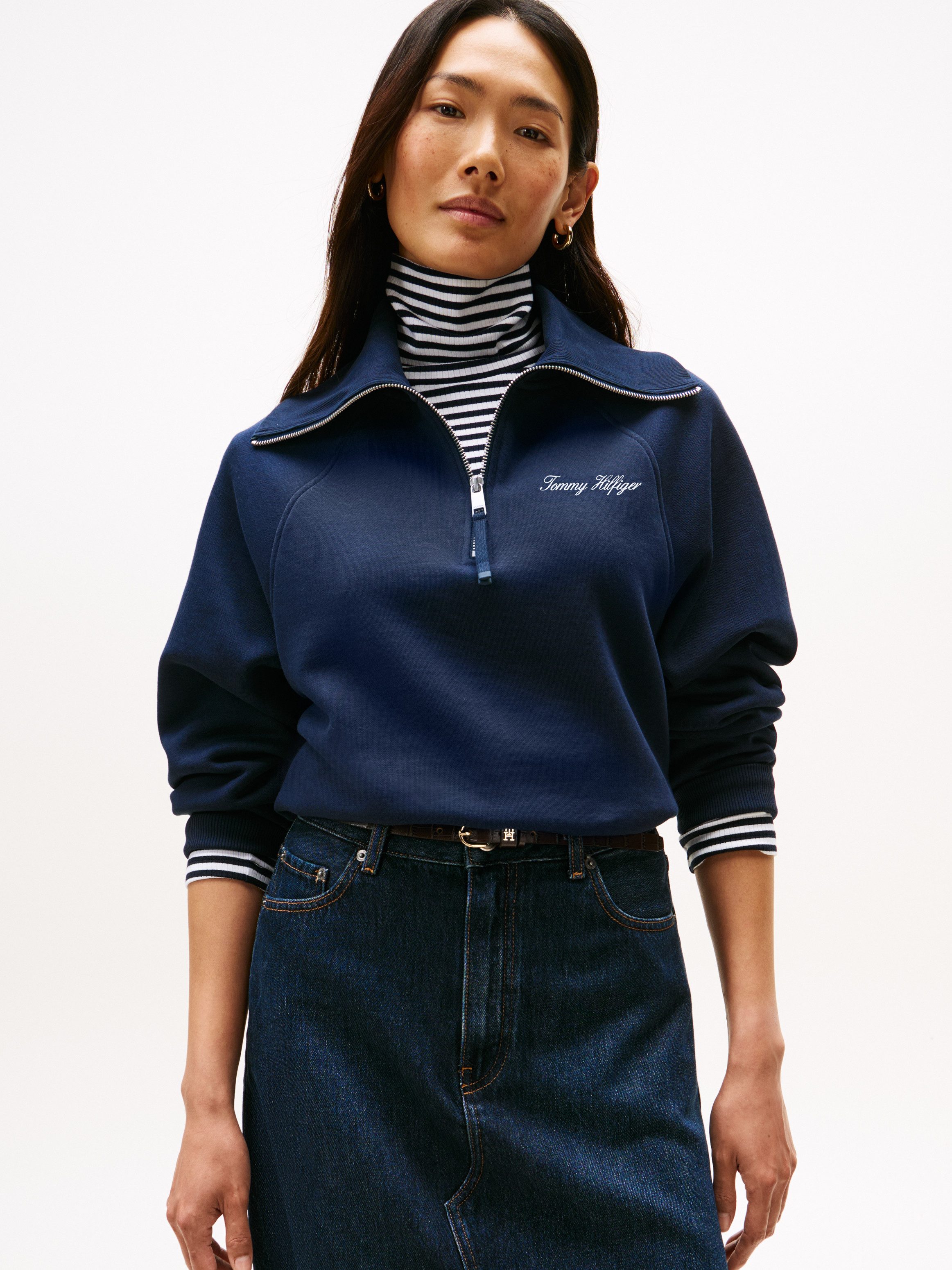 Tommy Hilfiger Sweatshirt CLASSIC SCRIPT FLEECE HALF-ZIP günstig online kaufen