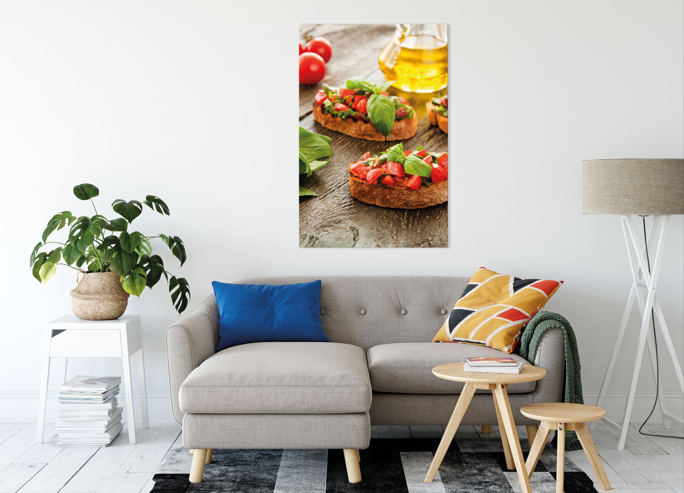 Pixxprint Leinwandbild Italienische Bruchetta, Italienische Bruchetta (1 St), Leinwandbild fertig bespannt, inkl. Zackenaufhänger