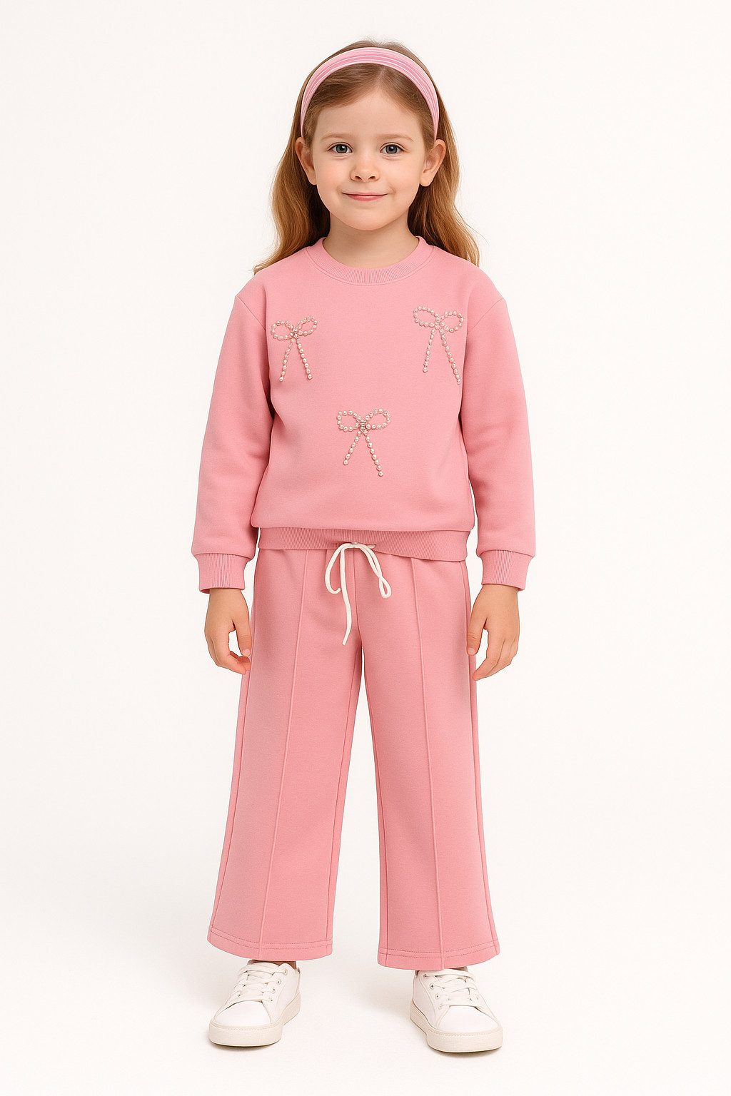 Lorey Medtec Freizeitanzug Mädchen Freizeitanzug, Hausanzug, Sweatanzug, 100% Baumwolle, Rosa (Pullover + Hose)