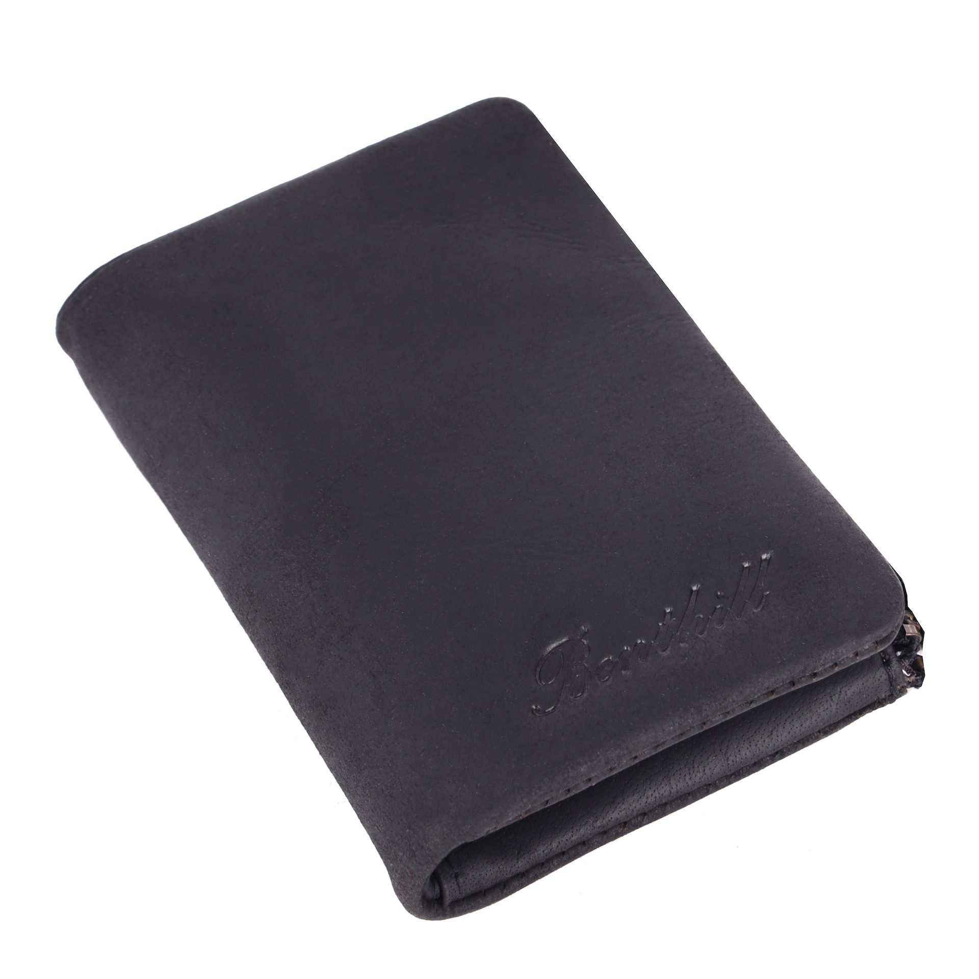 Benthill Geldbörse Klein Echt-Leder Geldbeutel RFID Schutz Slim Wallet Leder Portemonnaie, RFID-Schutz Kartenfächer Münzfach Reißverschlussfach