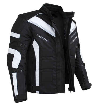 Alpha Speeds Motorradjacke Herren Motorrad Biker Textil Jacke Wasserdicht Jacke mit Protektoren Belüftungssysteme, Innenjacke ist trennbar: All Season, SLIM Weiß