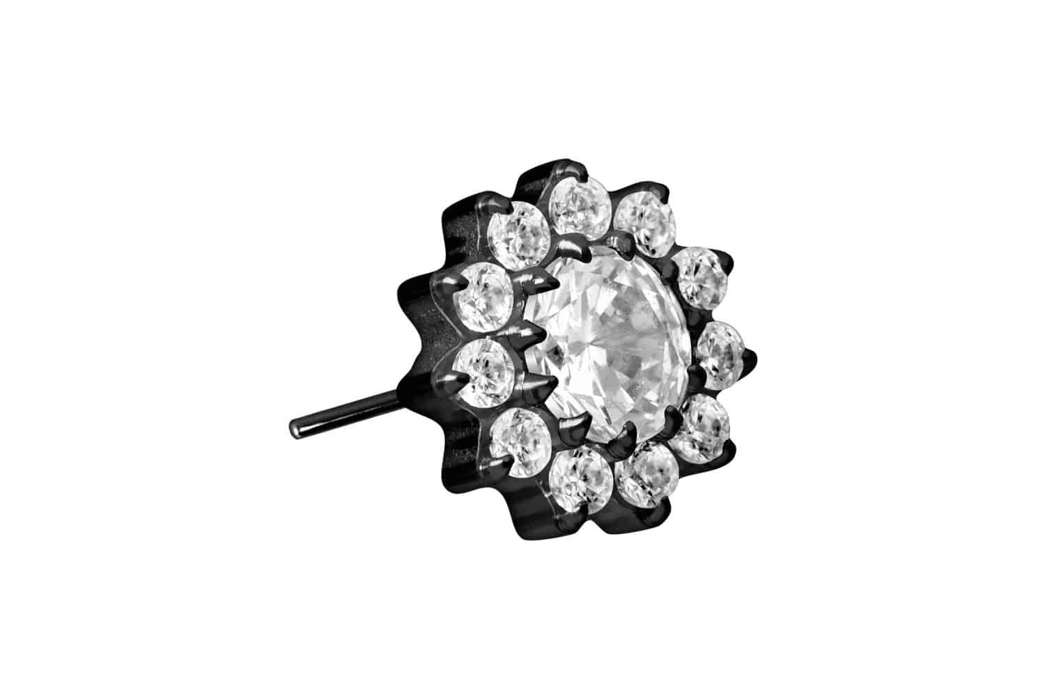 Piercing-Set Titan Aufsatz mit Push Pin KRISTALLBLUME