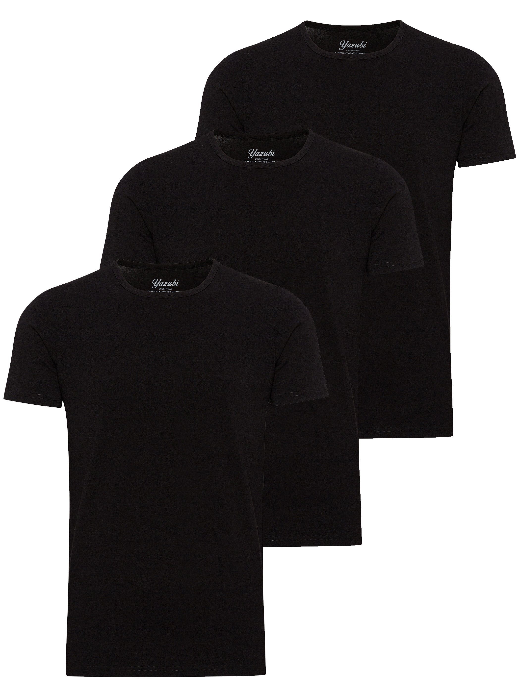 Yazubi T-Shirt 3-Pack Mythic Basic T-Shirt Crew Neck (Set) modernes Rundhalsshirt Schwarz (black 194008)