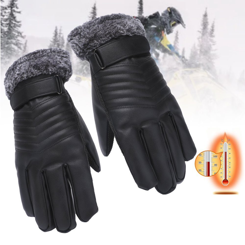 Winddicht rutschfeste Bedee Touchscreen Texting Touchscreen Handschuhe Thermo (1 Winter Handschuhe) Warm Lederhandschuhe Skihandschuhe Paar, Herren Schwarz WinterHandschuhe