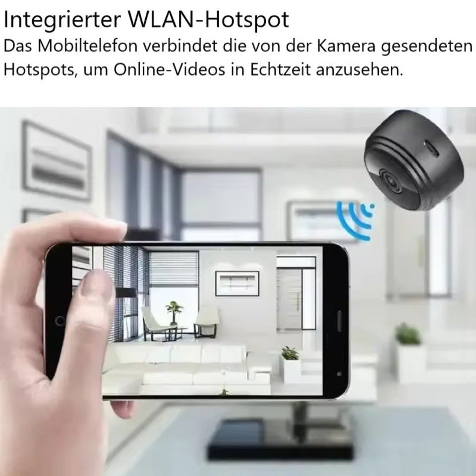 Thumbnail - Montegoni Smart Home Kamera Mini Kamera A9 – WLAN-Überwachung für Zuhause & Sicherheit (Unterstützung für mehrere Plattf...