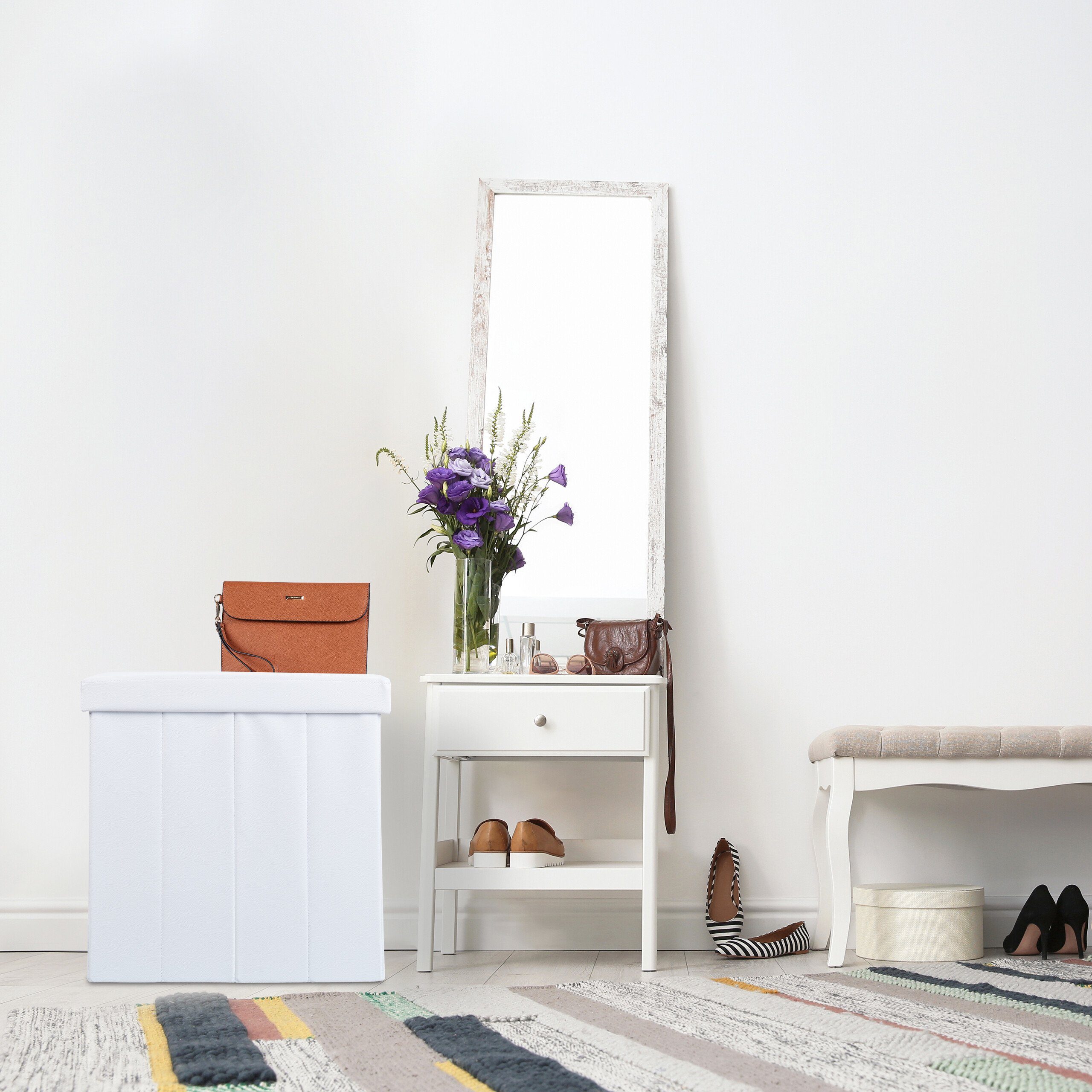 relaxdays Sitzhocker Weißer Sitzhocker Kunstleder günstig online kaufen