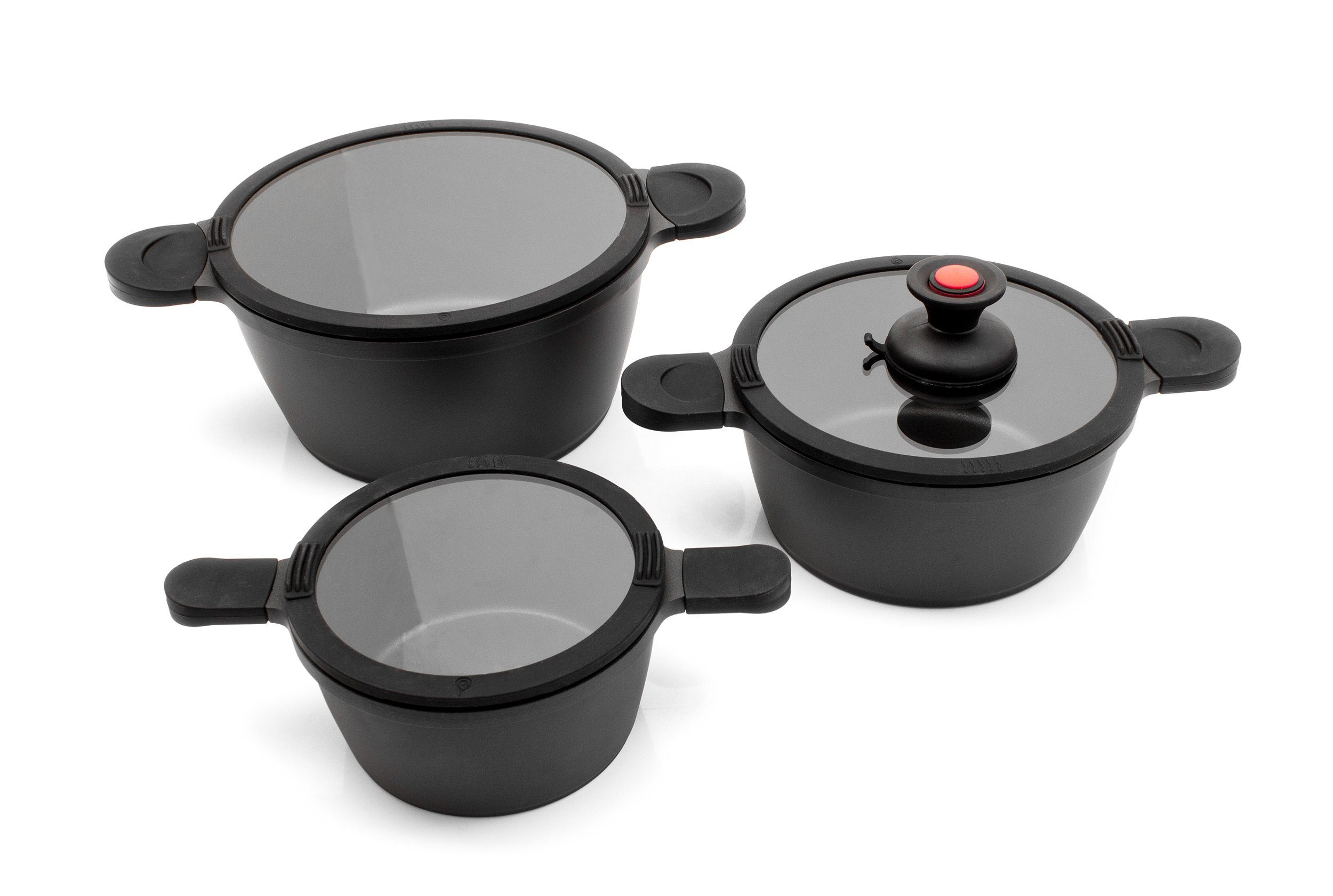 Karcher Topf-Set Toni, Aluminiumguss (7-tlg), inkl. 3 Glasdeckel und praktischem Sauggriff, Induktion