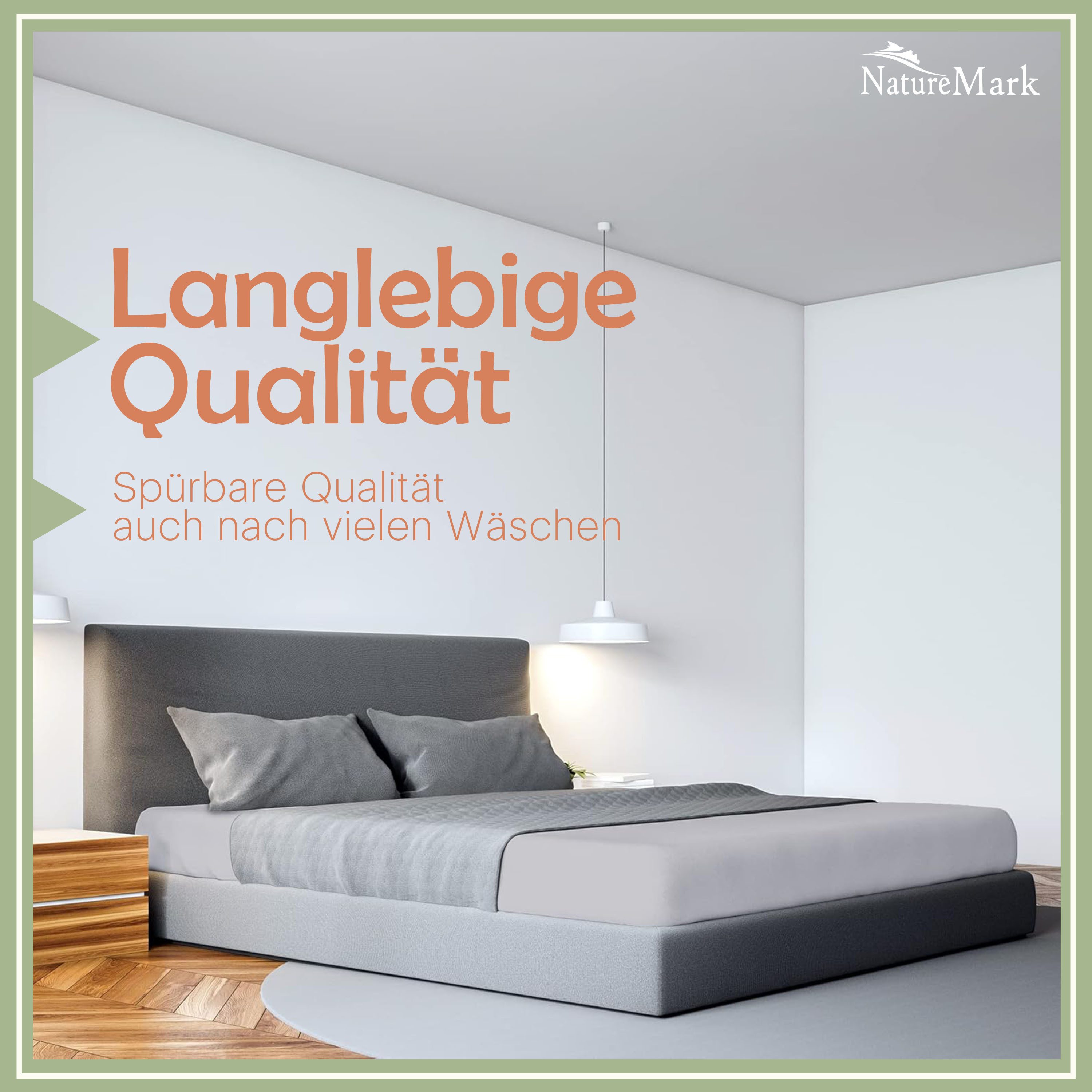 NatureMark Spannbettlaken Gebürstete Mikrofaser, Polyester, Gummizug: rundum, viele Größen und Farben Markenware (90x200 cm, Silber grau) – Bild 3 von 5