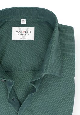 MARVELIS Kurzarmhemd Kurzarmhemd - Modern Fit - Struktur - Grün