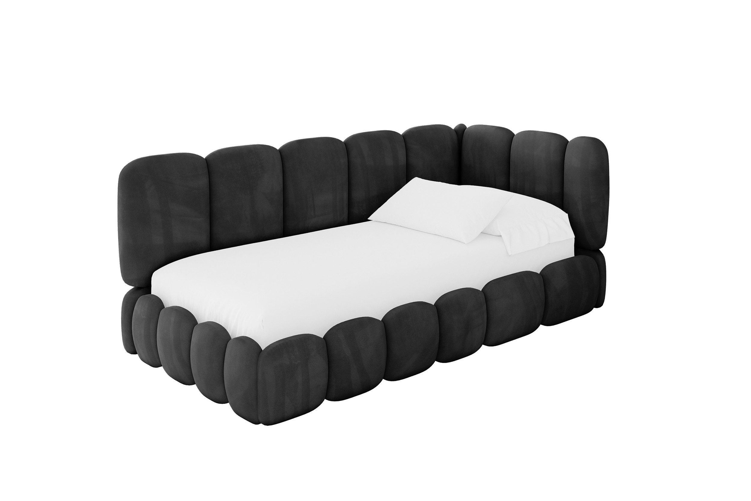 ALTDECOR Jugendbett AVRY (Jugendbett mit Bettkasten und Lattenrost, Polsterbett ohne Matratze), Einzelbett mit Stauraum, Bett mit Kopfteil