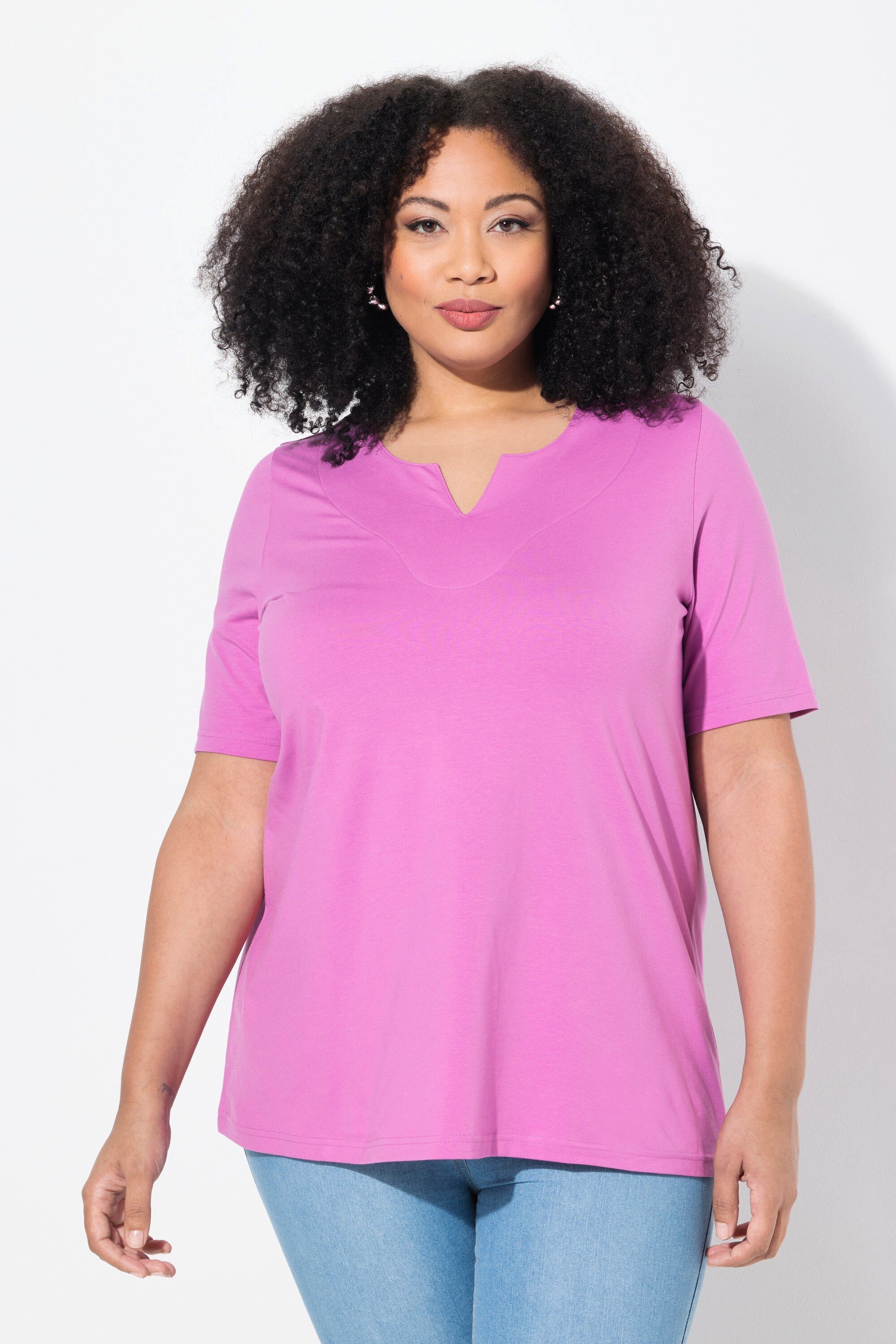 Ulla Popken T-Shirt T-Shirt A-Linie Tunika-Ausschnitt günstig online kaufen
