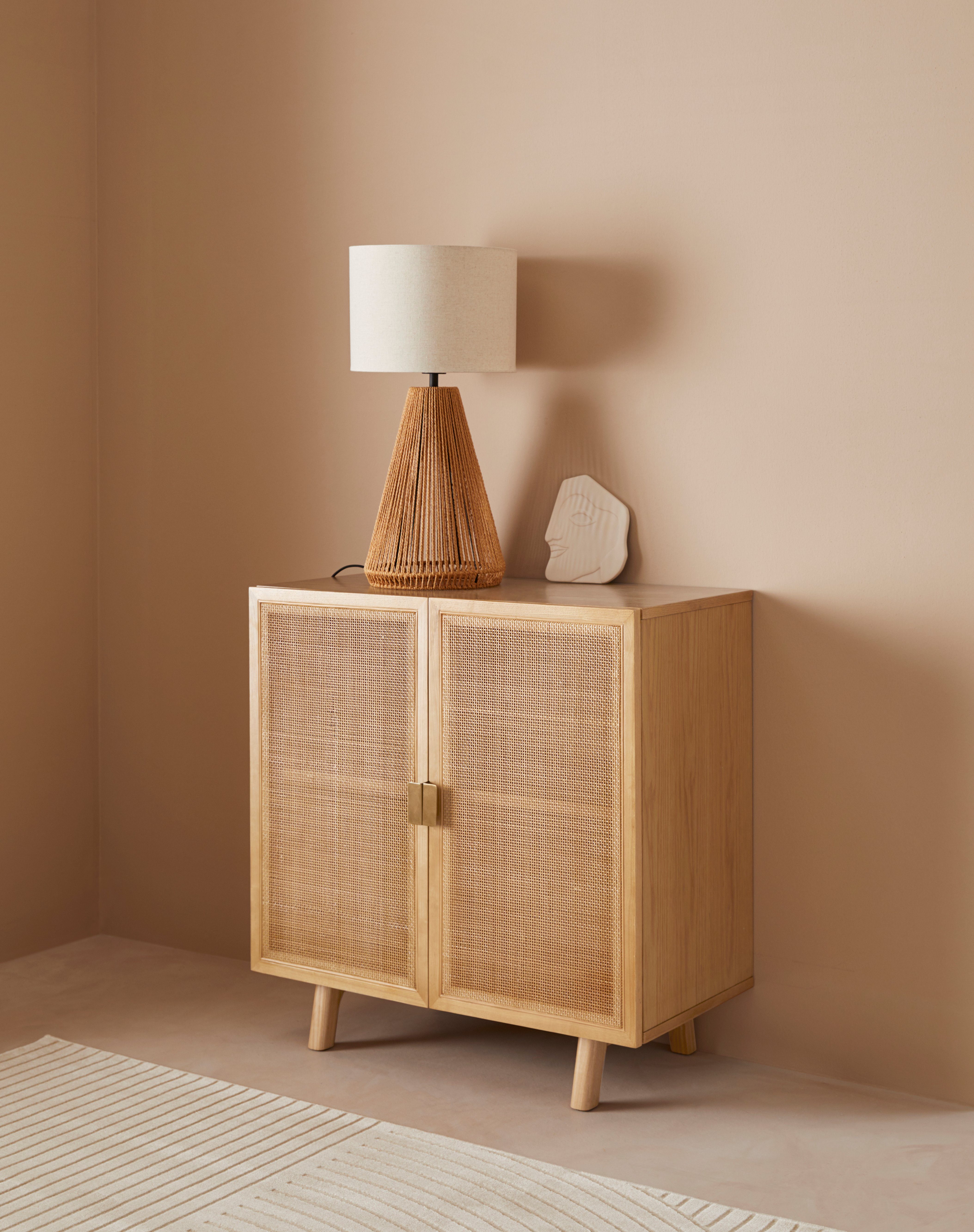 LeGer Home by Lena Gercke Sideboard Lina (TOPSELLER! Viel Stauraum), Mit Rattan Einsatz, 2 Innenfächer, teilmassiv
