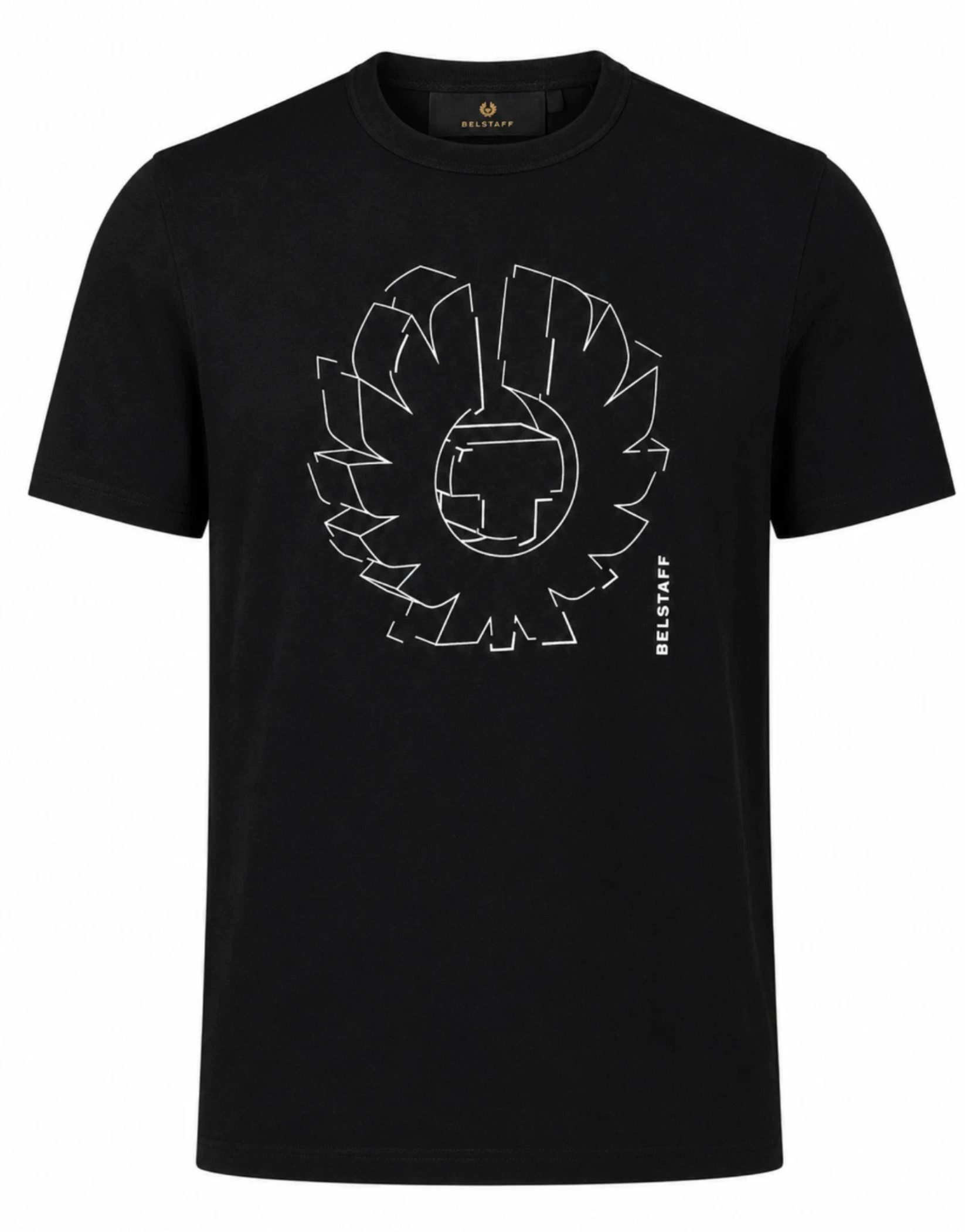 Belstaff T-Shirt London Retro Deconstructed Phoenix Cotton Regular Cut (1-tlg) Phoenix in einer geometrischen Liniengrafik neu interpretiert.