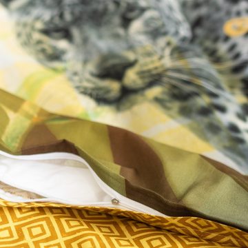 Bettwäsche Baumwolle, Traumschloss, Renforcé, 2 teilig, Mandalas mit Leopard gelb