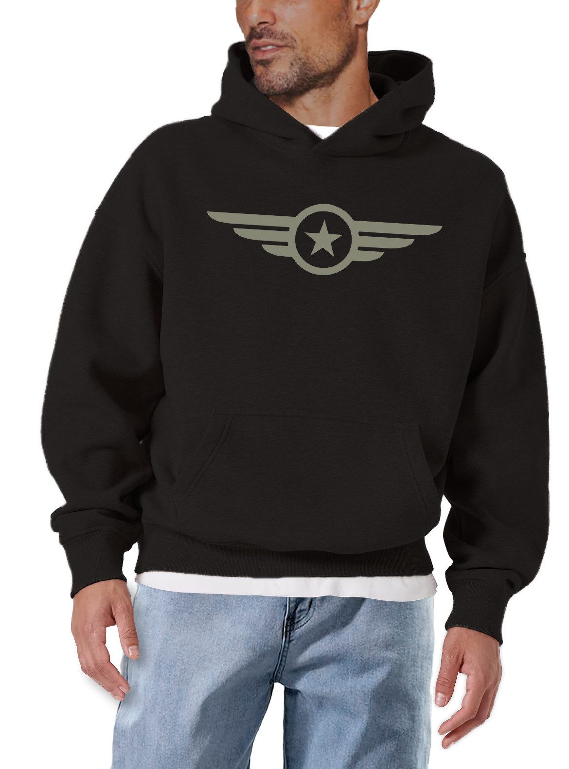 MAKAYA Kapuzenpullover Männerpullover mit Kapuze im Army Style – Print mit günstig online kaufen