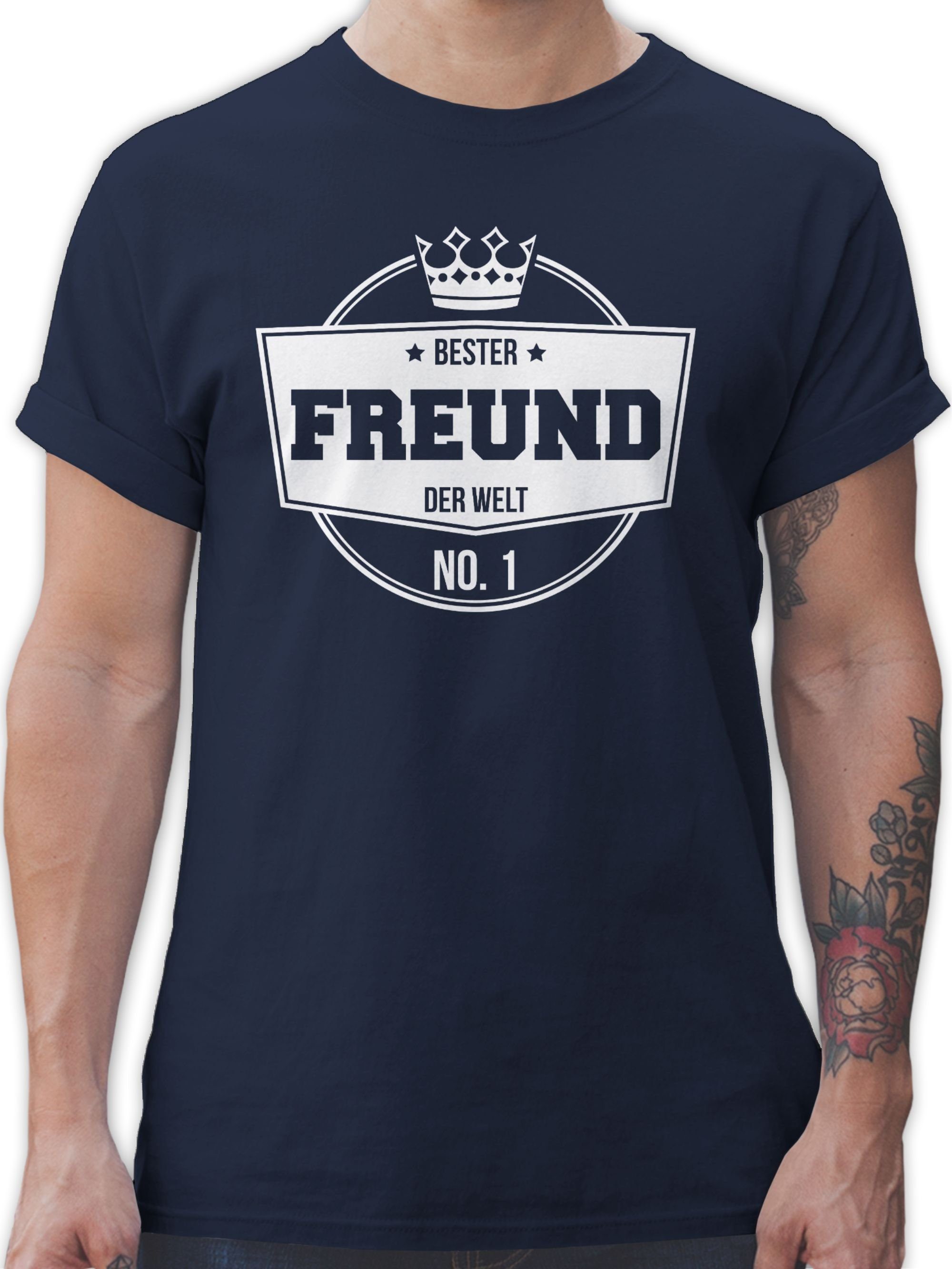 Shirtracer T-Shirt Bester Freund der Welt Herren & Männer Geschenke 2 Navy Blau