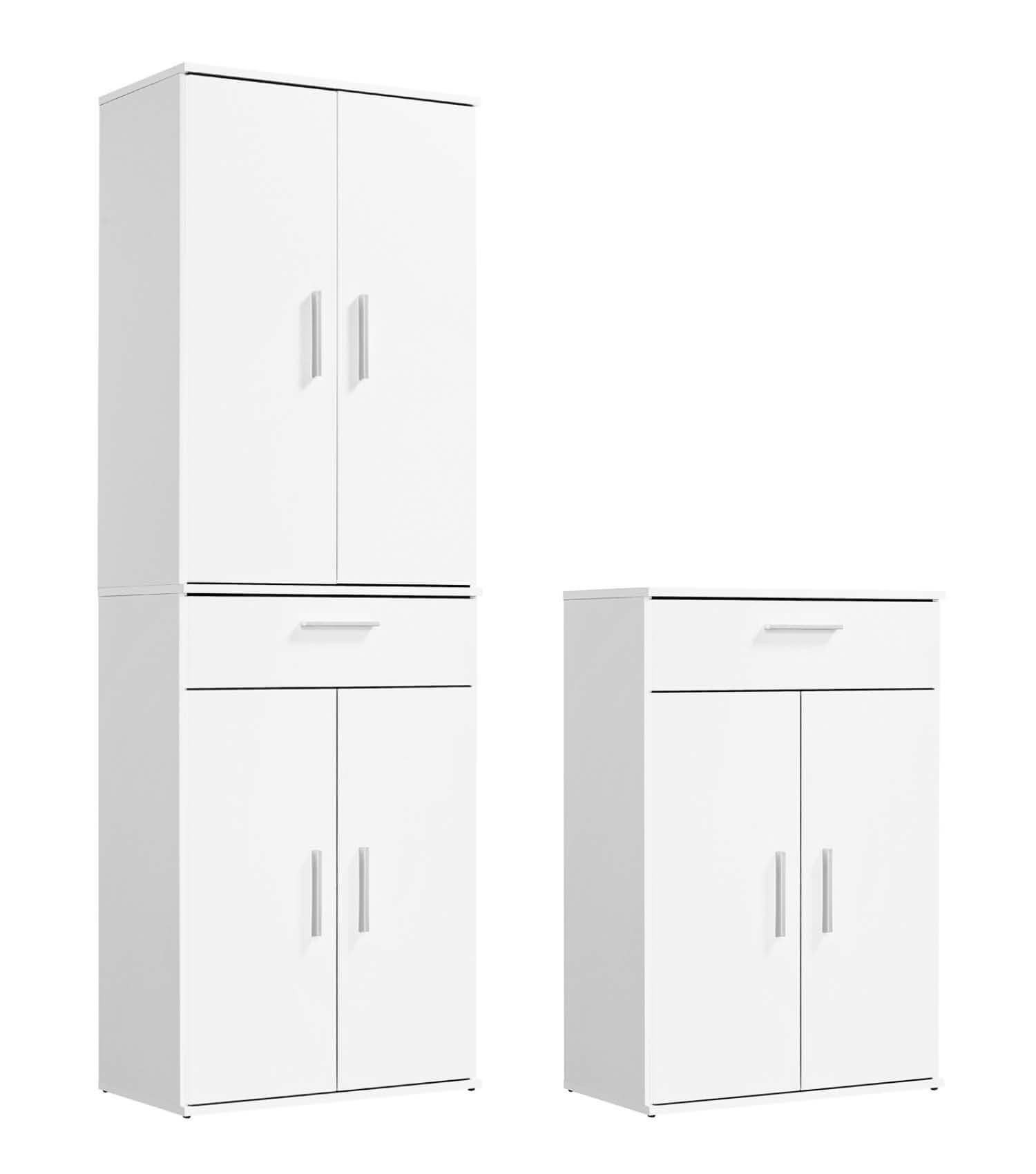 mokebo Schrank-Set Die Allzweckwaffe, (2er-Set), Stauraum-Set aus Mehrzweckschränken bzw. Schubladenschränken in Weiß
